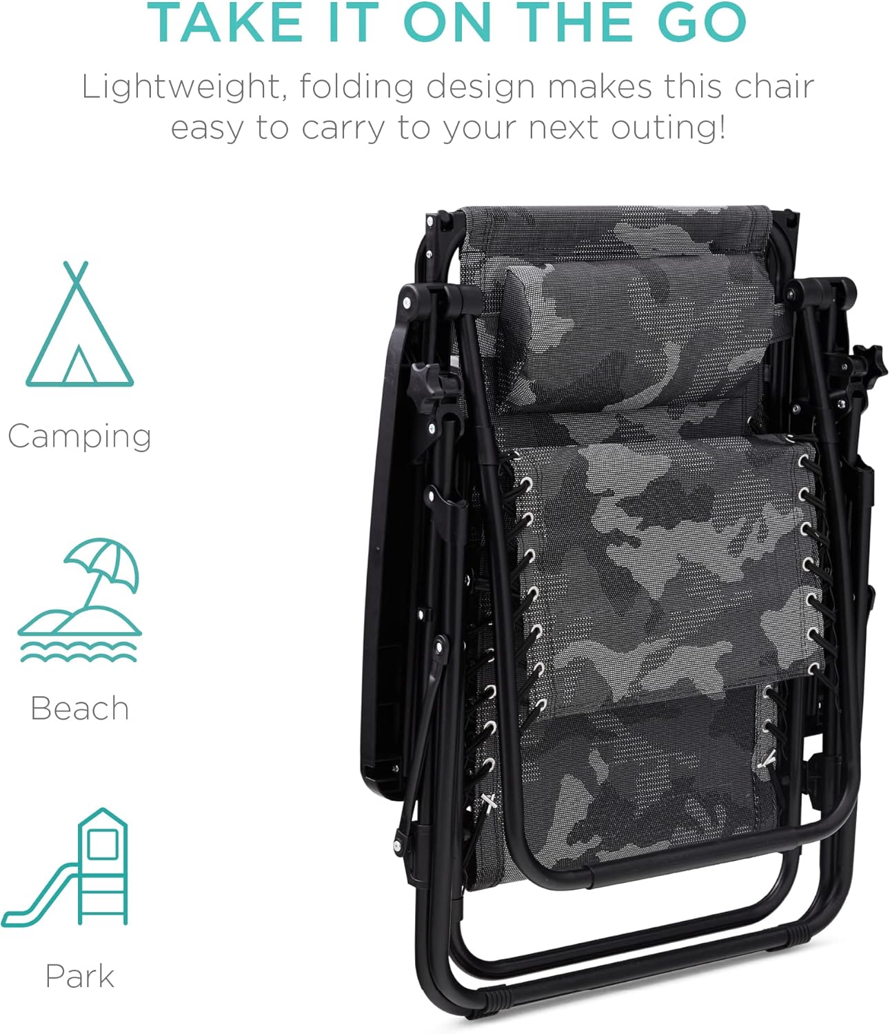 Bedste valg – Zero Gravity-lænestol til terrassen. Justerbar og foldbar udendørsstol med baldakin, nakkepude og sidebakke. Textilene – Påfugleblå