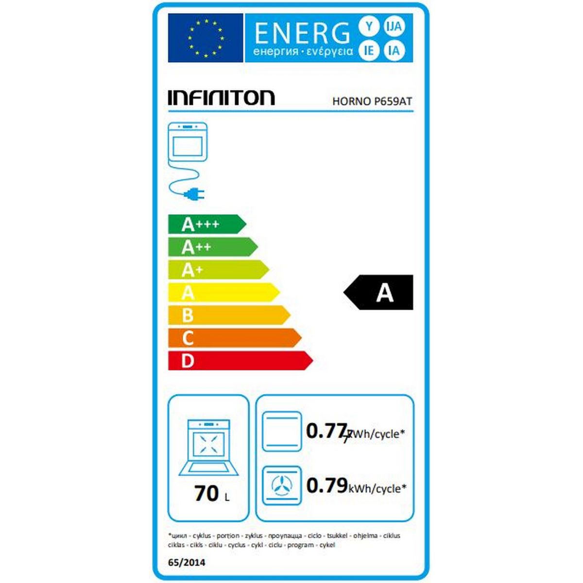 Infiniton P659at Pyrolyse-Backofen, 70 Liter, 3200 W, 9 Funktionen, Kristallschwarz