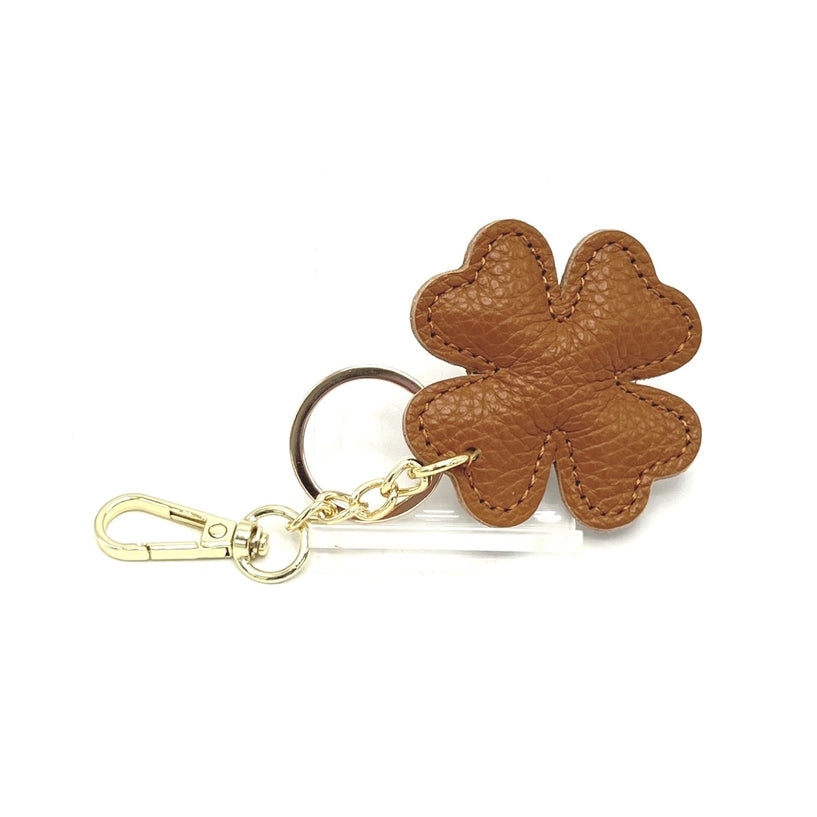 Italian Leather 4-Leaf Clover Keyring & Bag Charm