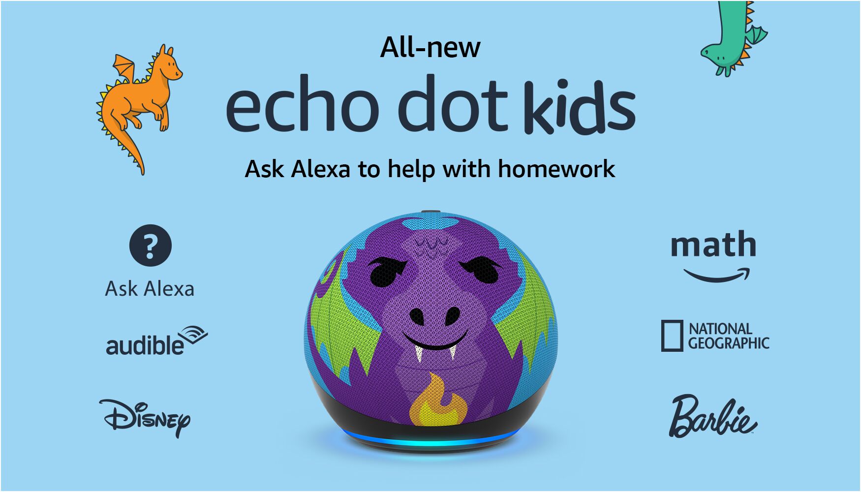 Amazon – Echo Dot Kids (5e génération, sortie en 2022) avec Alexa – Fire Dragon