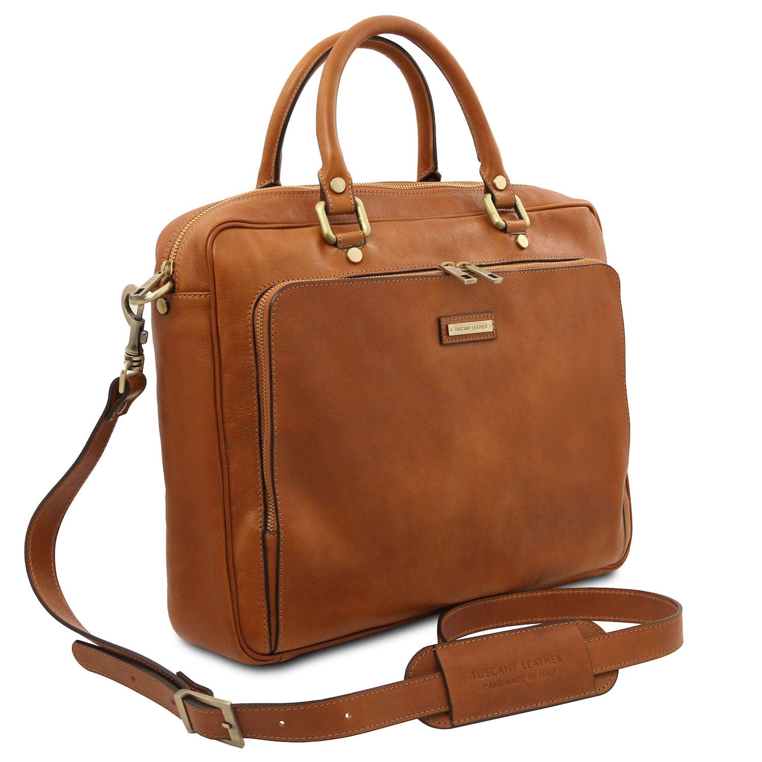 Pisa - Matte leather laptop briefcase with front pocket | TL142427