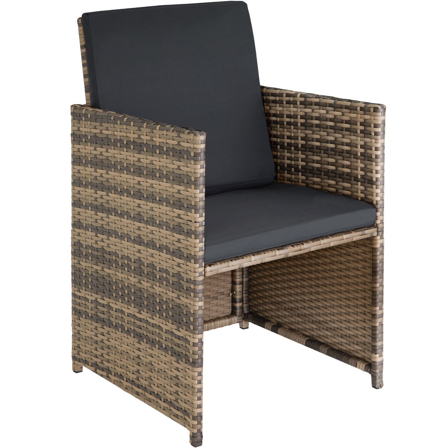 Malaga Rattan-Set 6+4+1, wasserdichte Schutzhülle - Natur