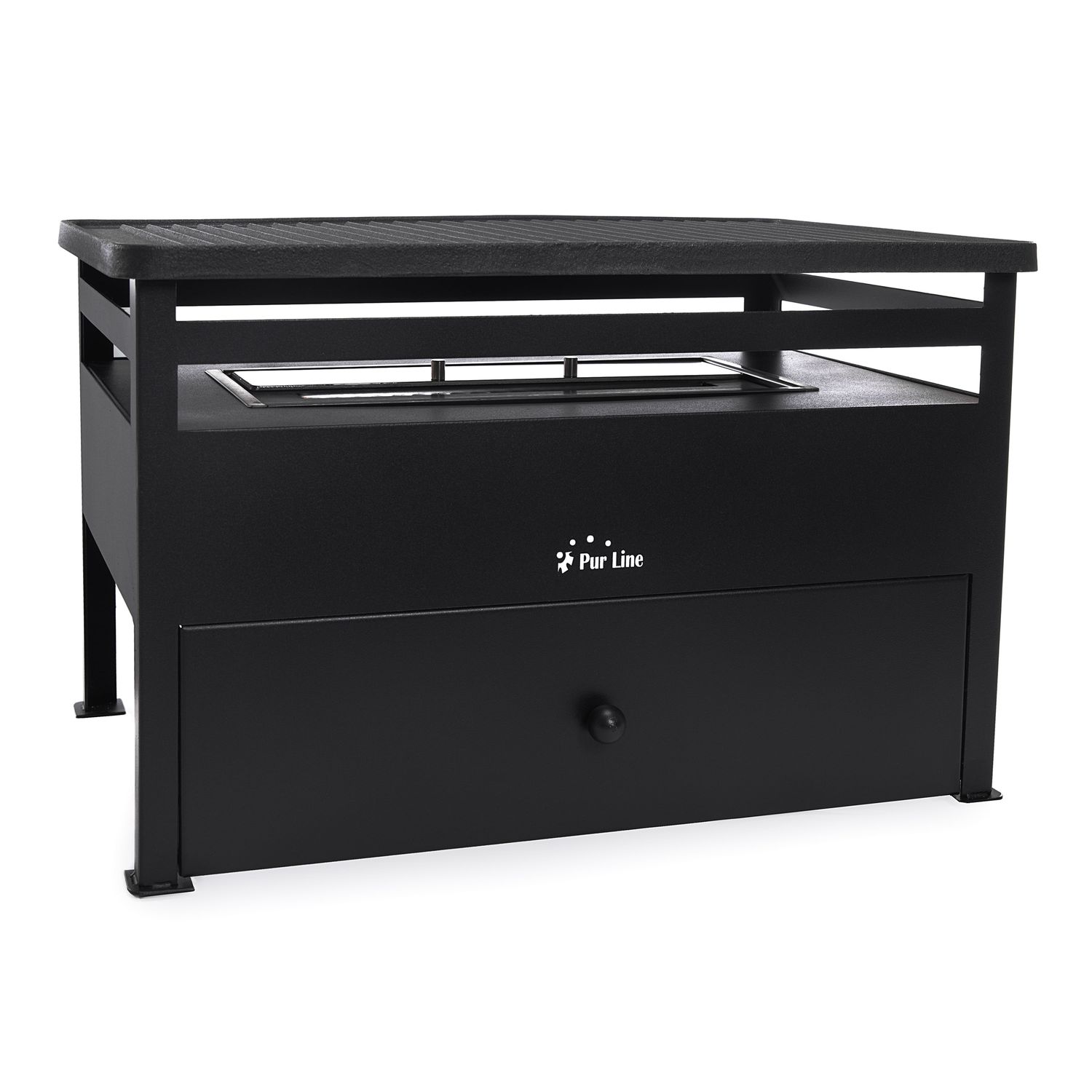 1,5-Liter-Ethanolgrill, Grillplatte aus rotem Stahl und rechteckiger Eisenplatte