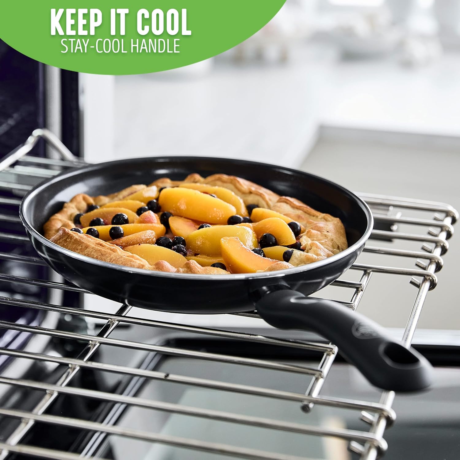 GreenLife Soft Grip 16-teiliges Antihaft-Keramik-Kochgeschirr-Set, bestehend aus Bratpfanne, Stielkasserolle und Topf, PFAS-frei, spülmaschinenfest, ofenfest, türkis