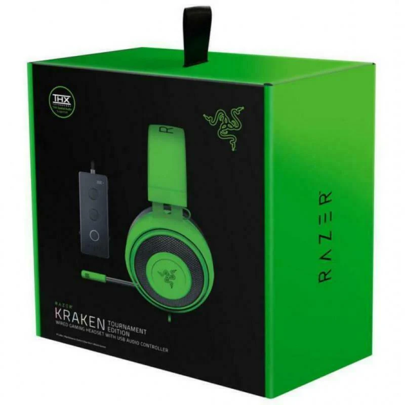 2025 Razer Gamer Kraken Green Tournament Edition USB 7.1 Hovedtelefoner