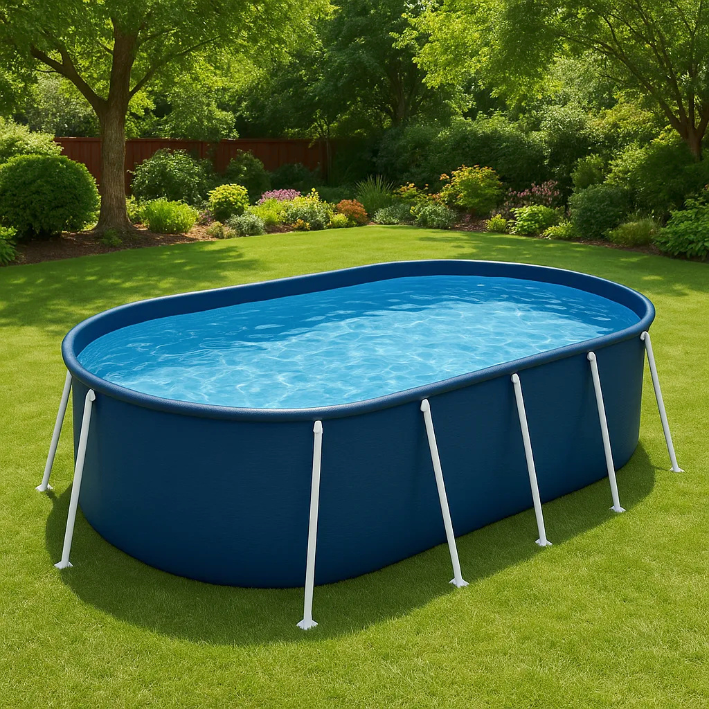 Piscine tubulaire ovale hors-sol, bleu foncé, métal et PVC, pour jardin et extérieur, 488 x 305 x 107 cm jFrPBvD616FM