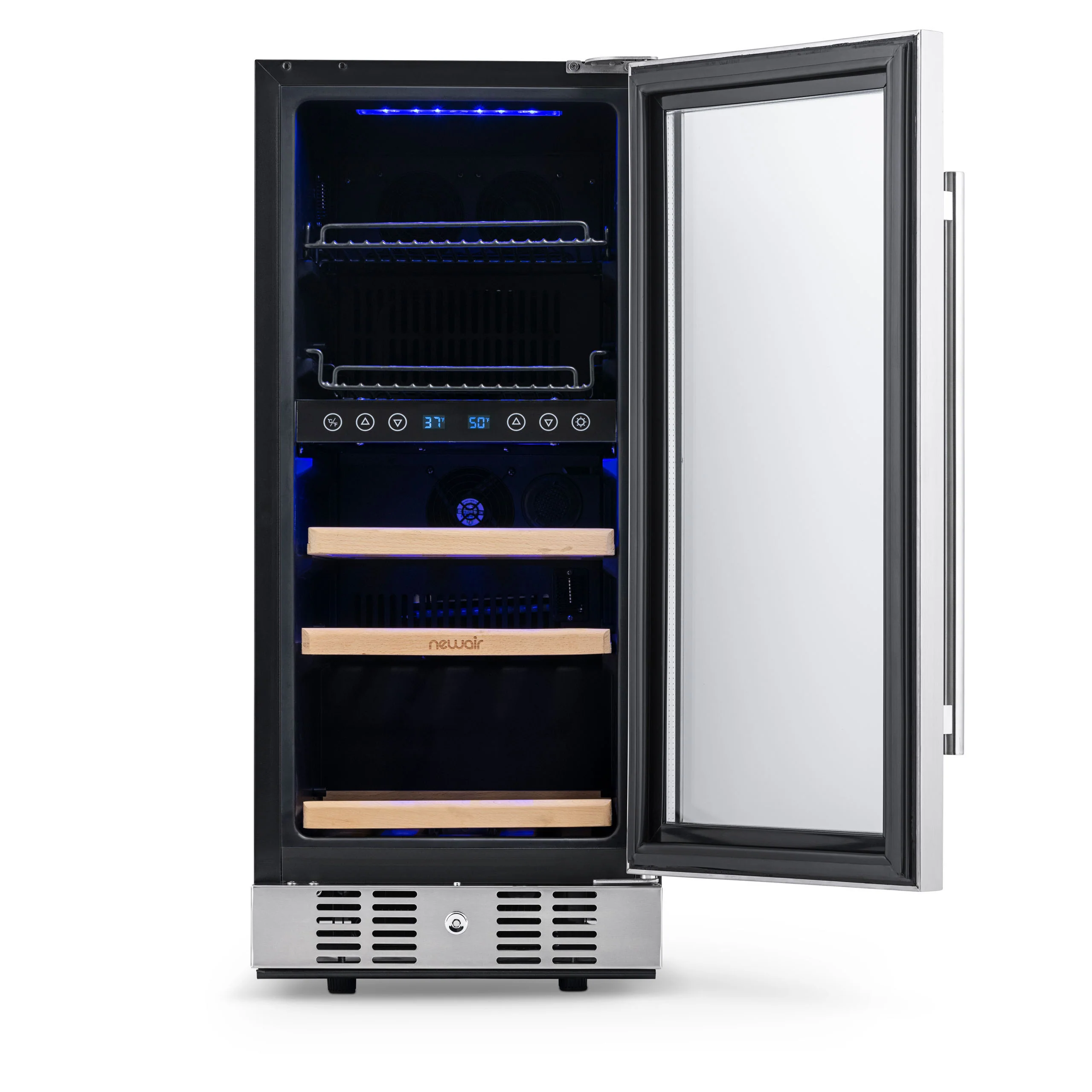 2025 Newair® Indbygget drikkevarekøleskab med dobbelt zoner – 48 dåser og 9 flasker – 15 tommer