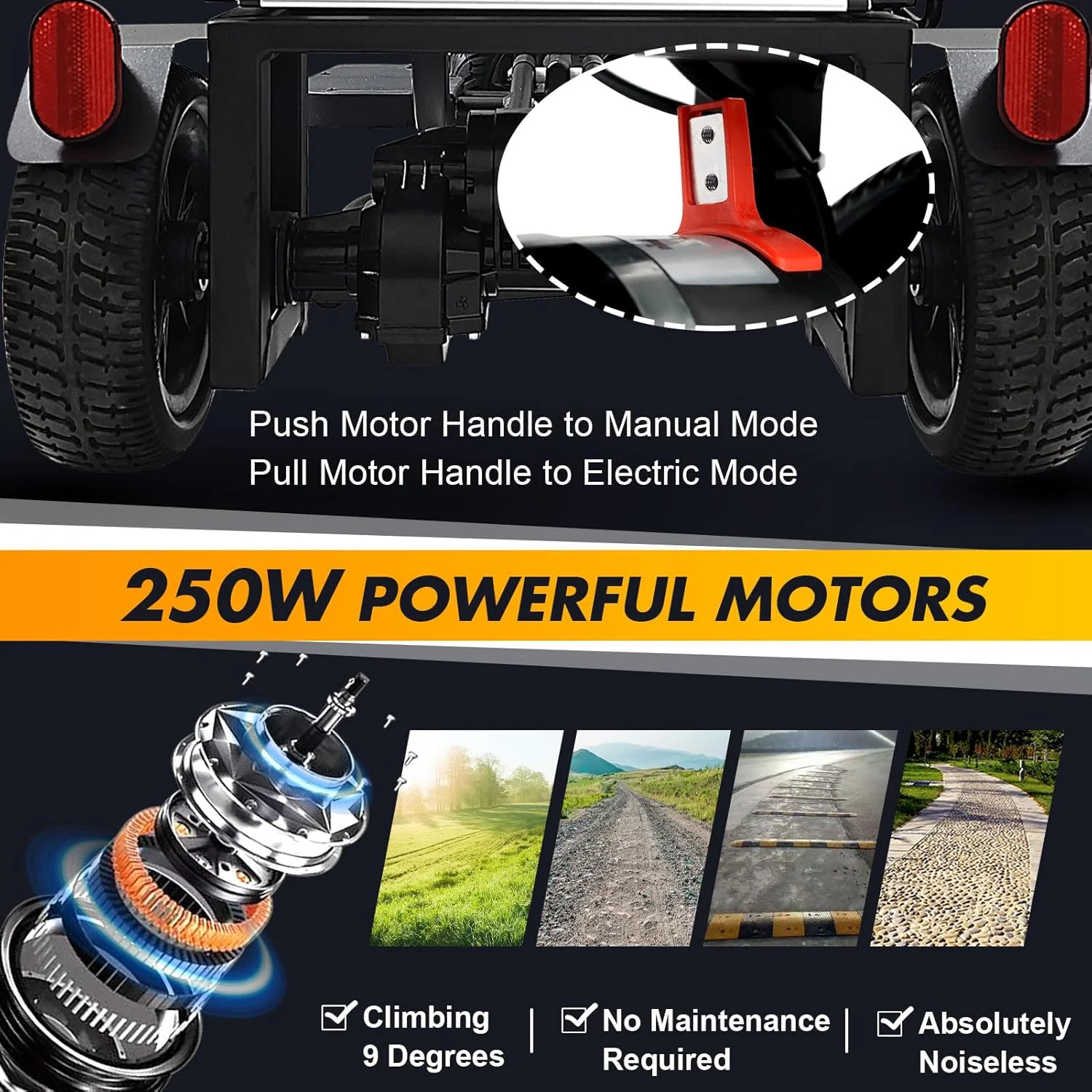 Scooter de mobilité WISGING 2025 pour adultes – Pliable sans démontage – Scooter de voyage portable et efficace – Autonomie de 25 km (avec panier, porte-gobelet et housse)