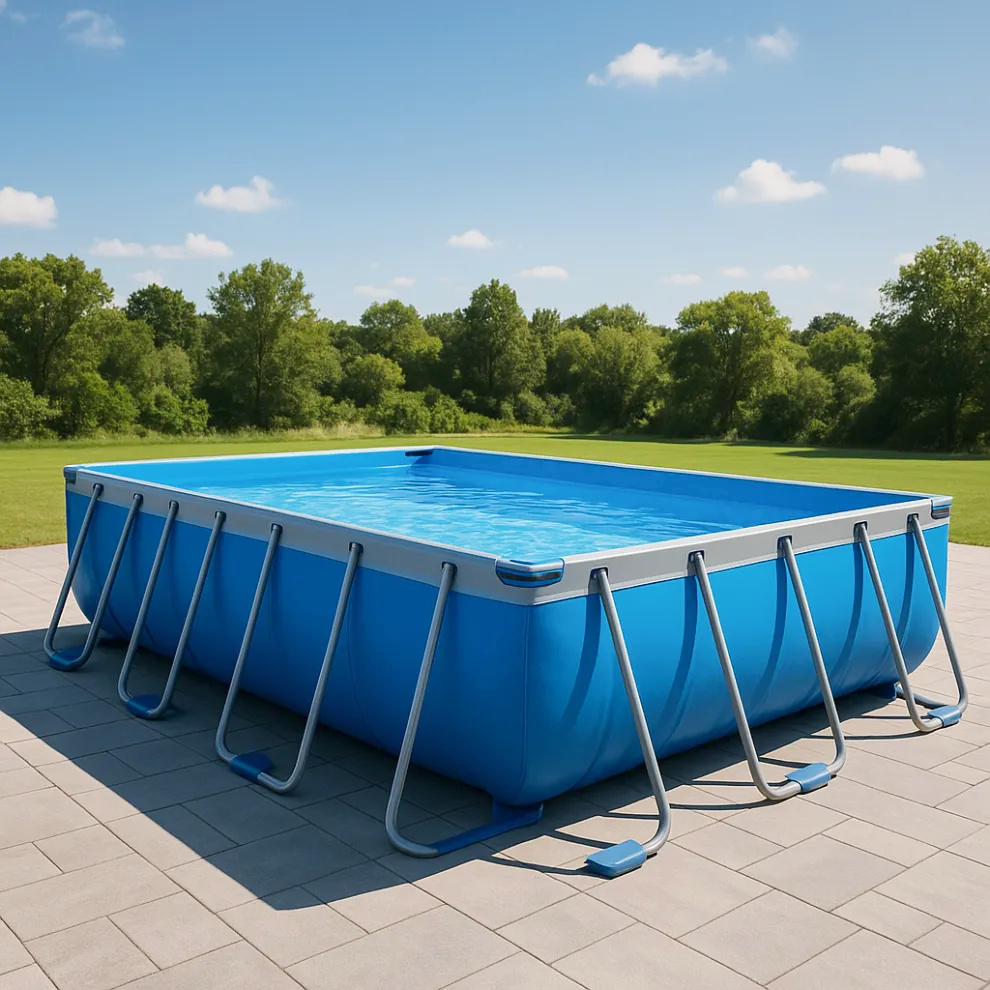Piscine tubulaire rectangulaire Oui Piscine tubulaire en PVC, acier Extérieur, jardin 549x274x122 cm Bleu/Gris izGLkeq649Ln