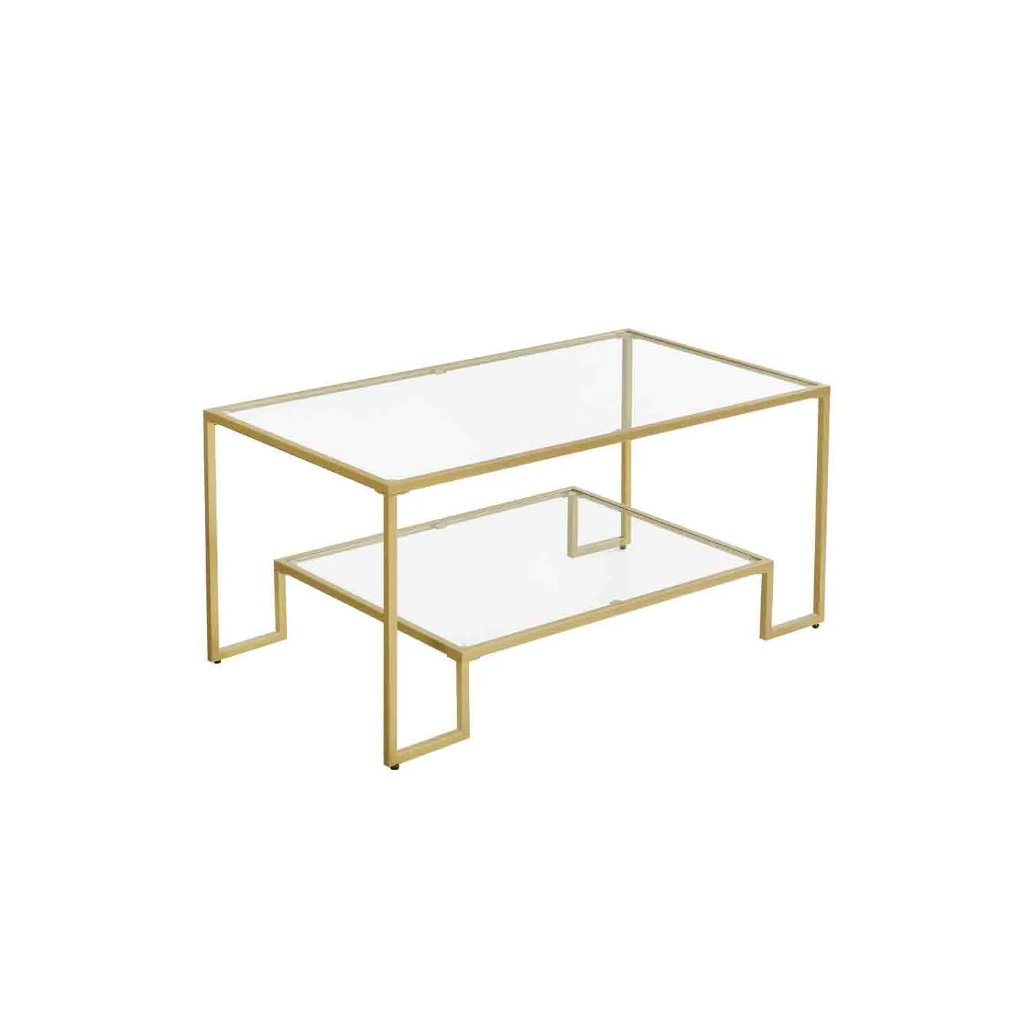 Glas sofabord med opbevaring, hærdet glasoverflade