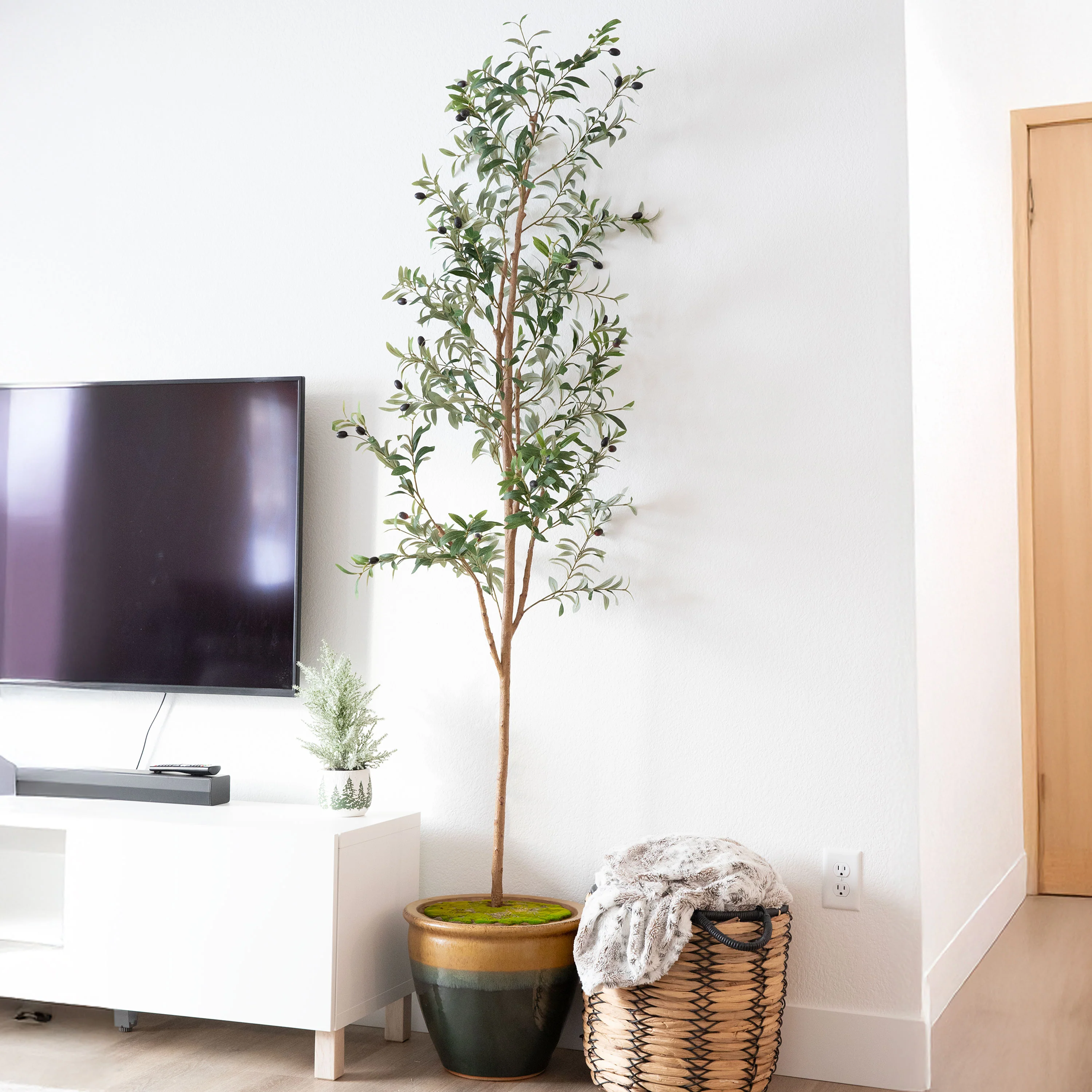 Olivier artificiel en pot 2025 avec feuilles en soie par Sunnydaze