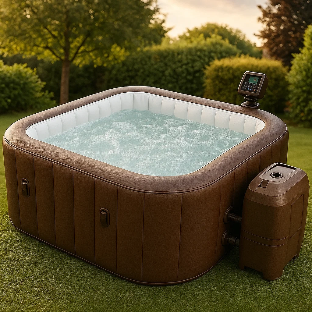 Spa gonflable 180x180x70 cm 4 places carré marron/blanc ICxwypx364JT
