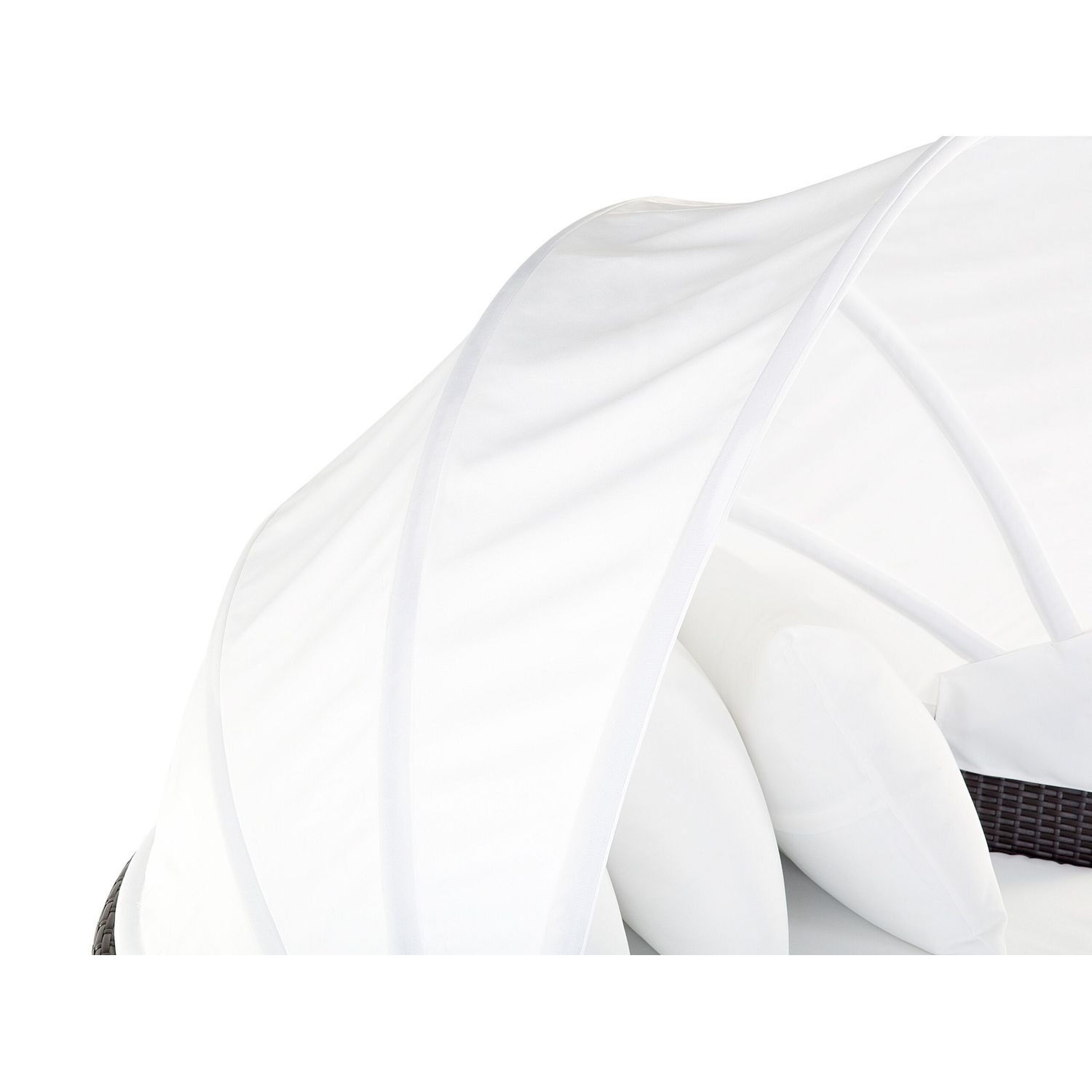 Lit de repos d'extérieur Sylt Lux en rotin, blanc, marron, coussins, table basse, chaise longue, auvent robuste, blanc