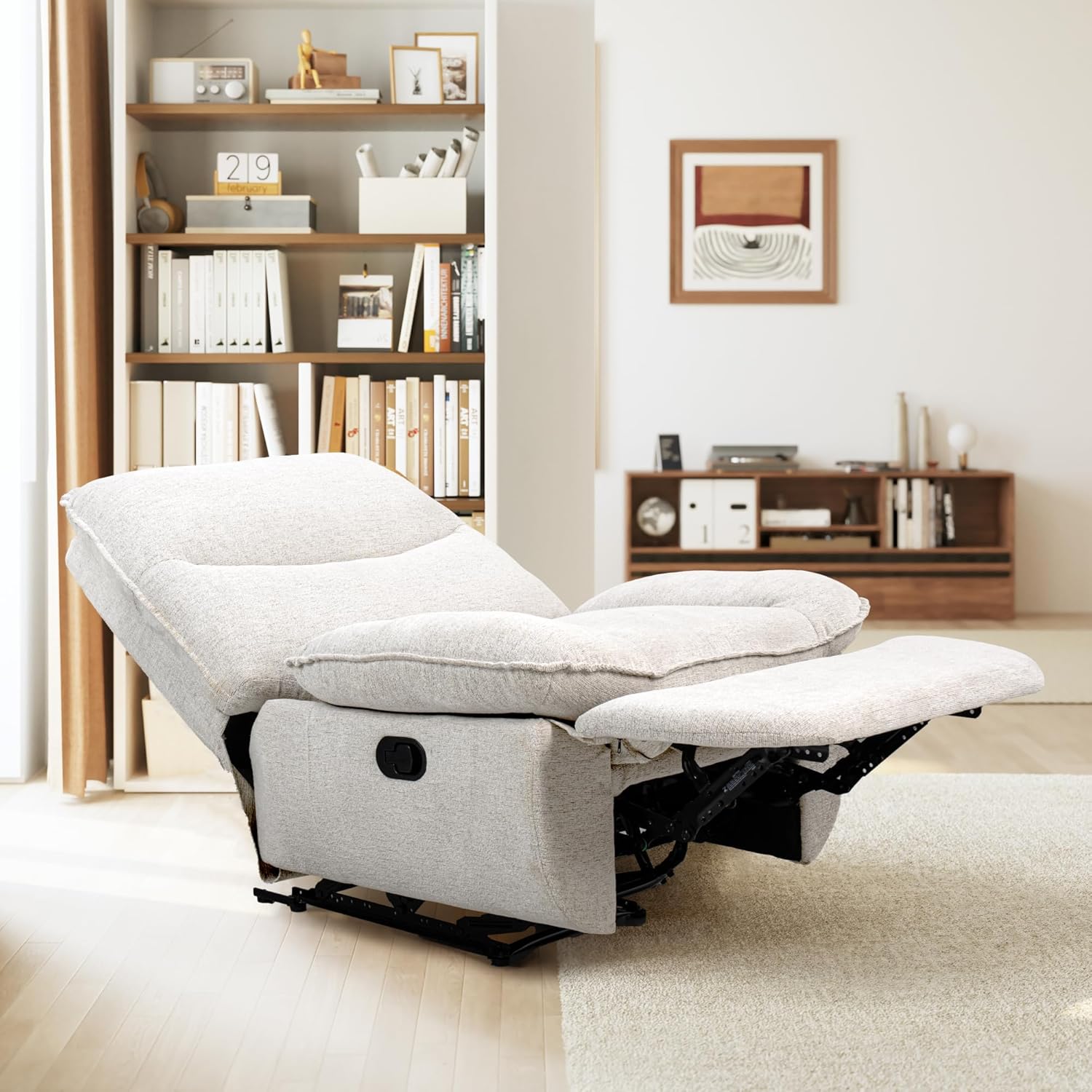 FLEXISPOT XC6 Relaxsessel, Drehsofa mit Wippfunktion, TV-Sessel mit verstellbarer Rückenlehne, Liegesessel für Schlafzimmer, Wohnzimmer und Heimkino (Beige)