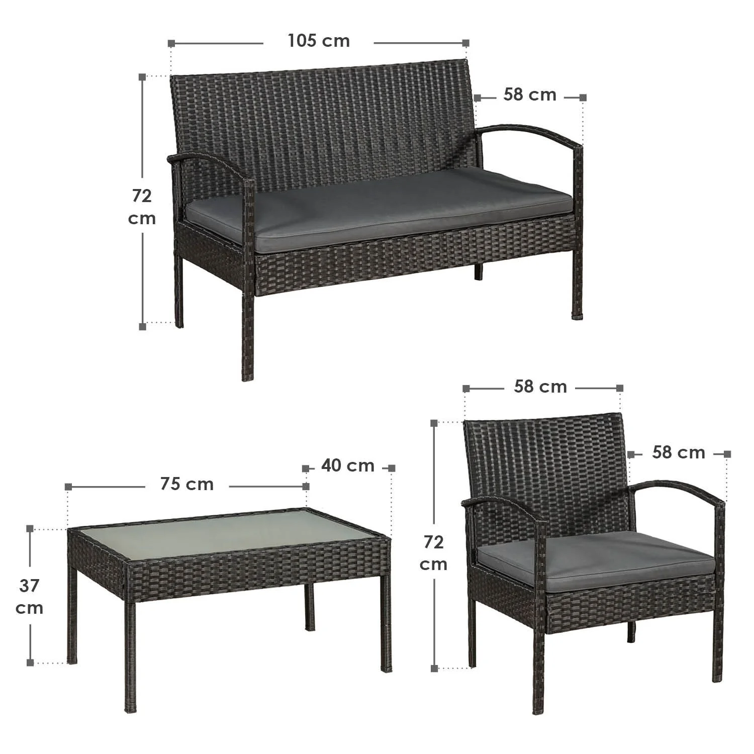 Ensemble de salon Trinidad en polyrotin 2025
