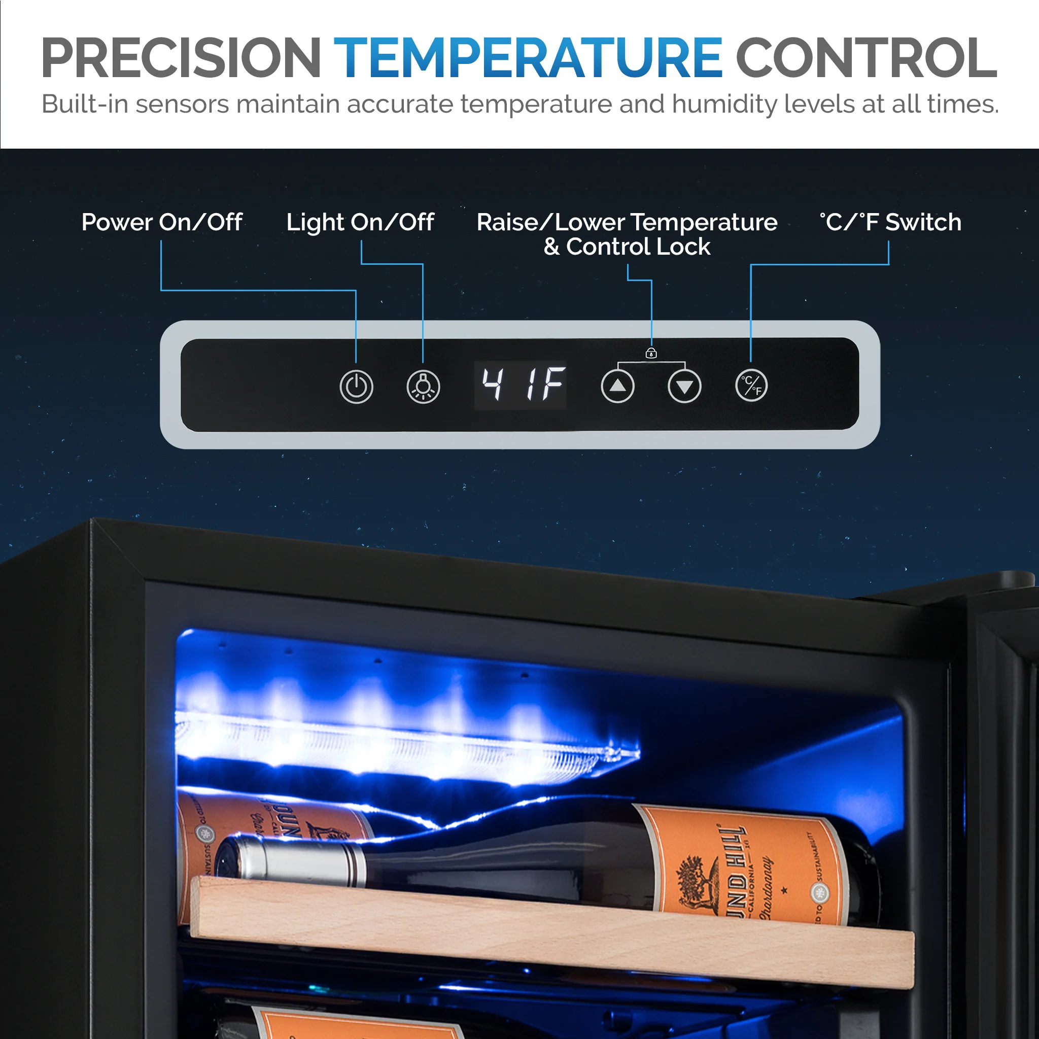 2025 Newair® Freistehender Weinkühlschrank Schwarz – 62 Flaschen – 16,9