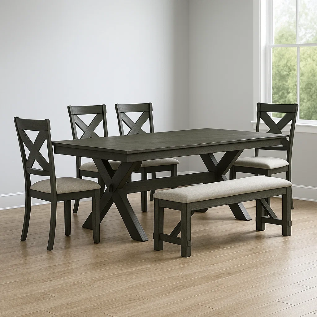 Ensemble table et chaises de salle à manger, comprenant une table et quatre chaises, ainsi qu