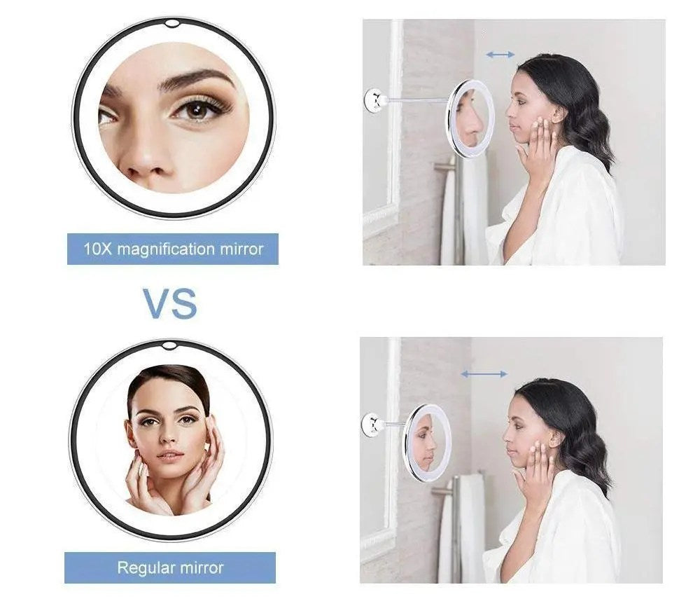 Miroir de maquillage grossissant 10X avec éclairage LED