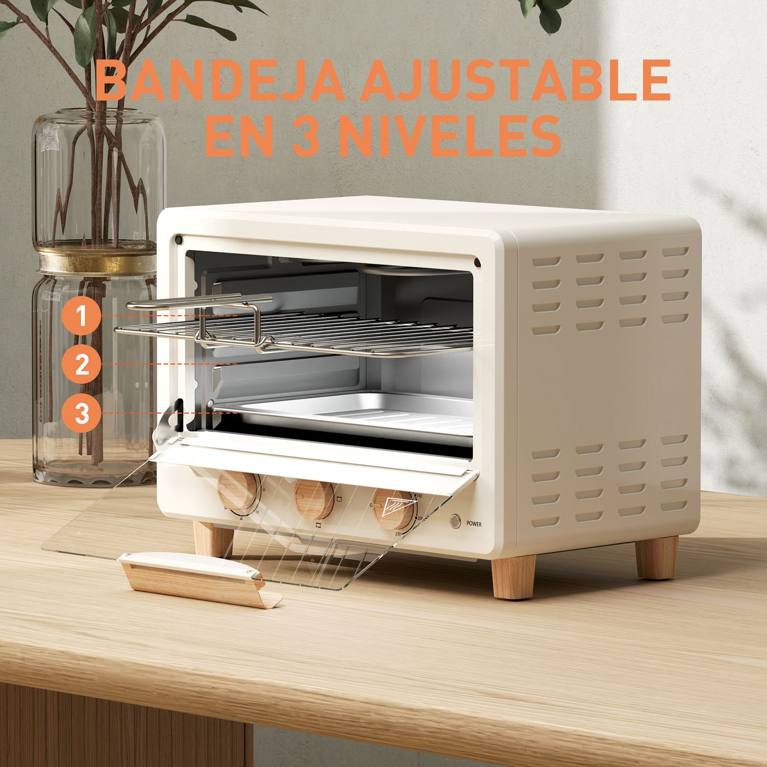 Homcom 16L 1400W Elektro-Tischbackofen mit Glastür