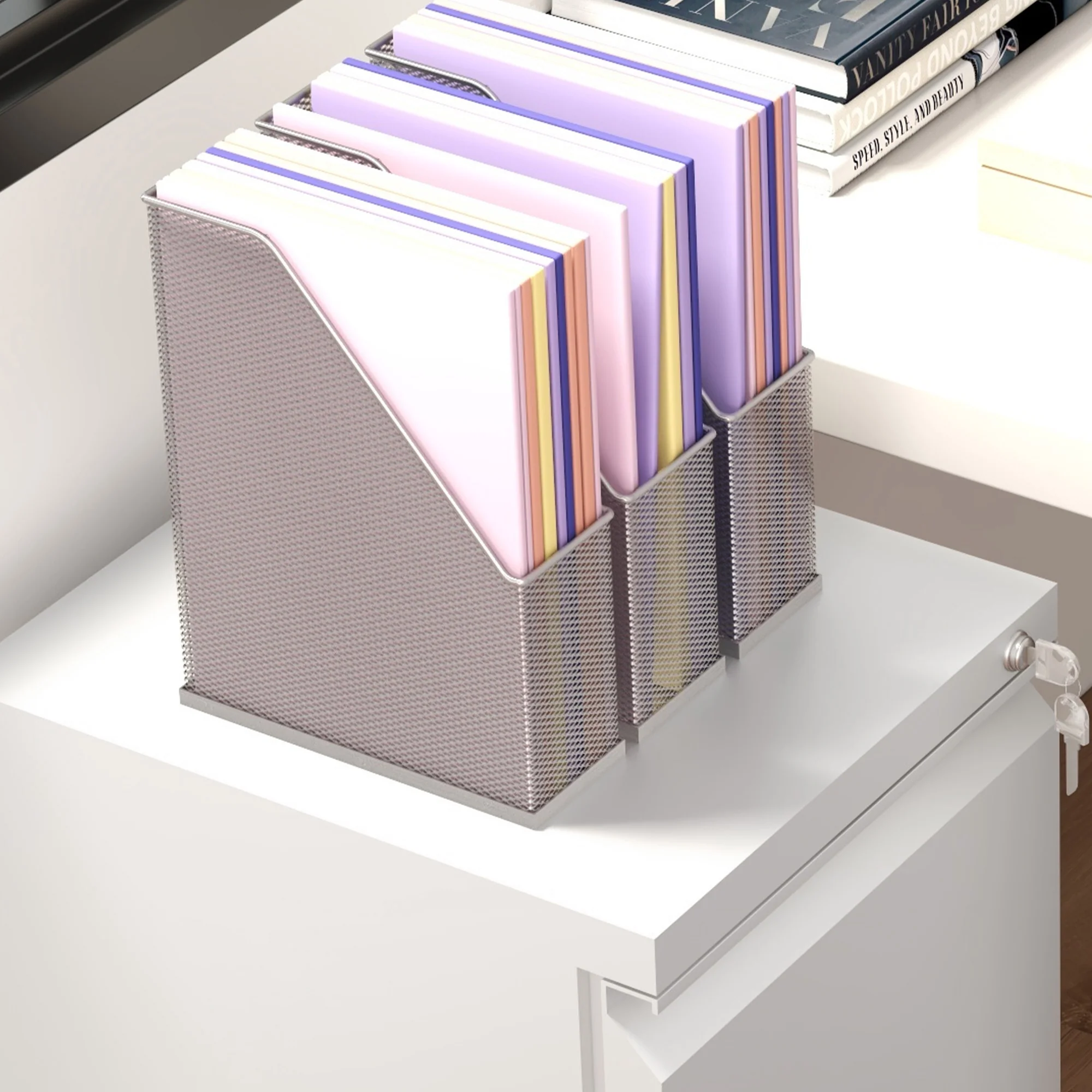 Mobilt arkivskab med 2 skuffer. Låsbart arkivskab i stål. Formonteret kabinet. Hvid.