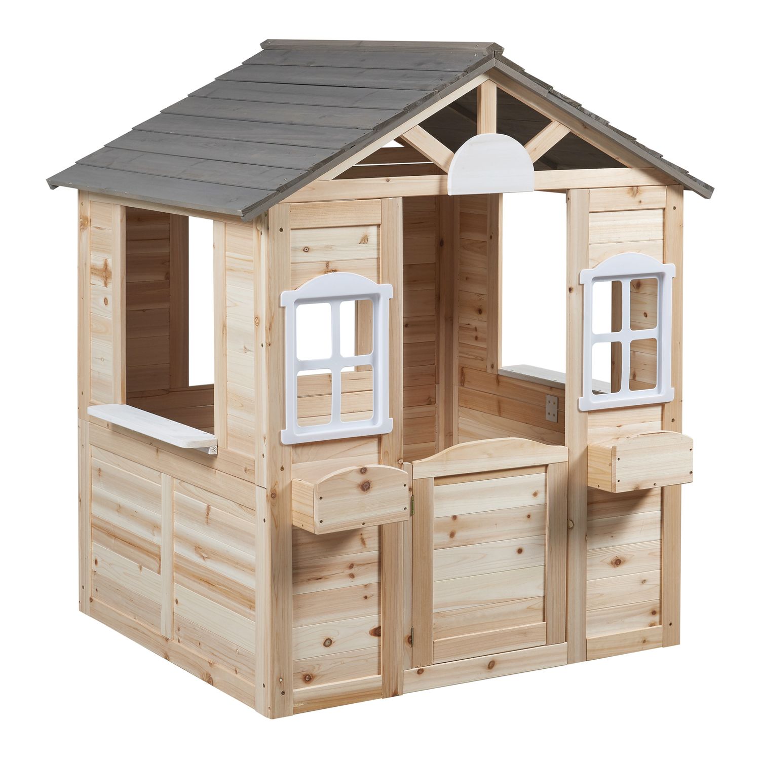 Acciano Kinderspielhaus aus Tannenholz 131x113x97 cm - Natur [casa.pro]