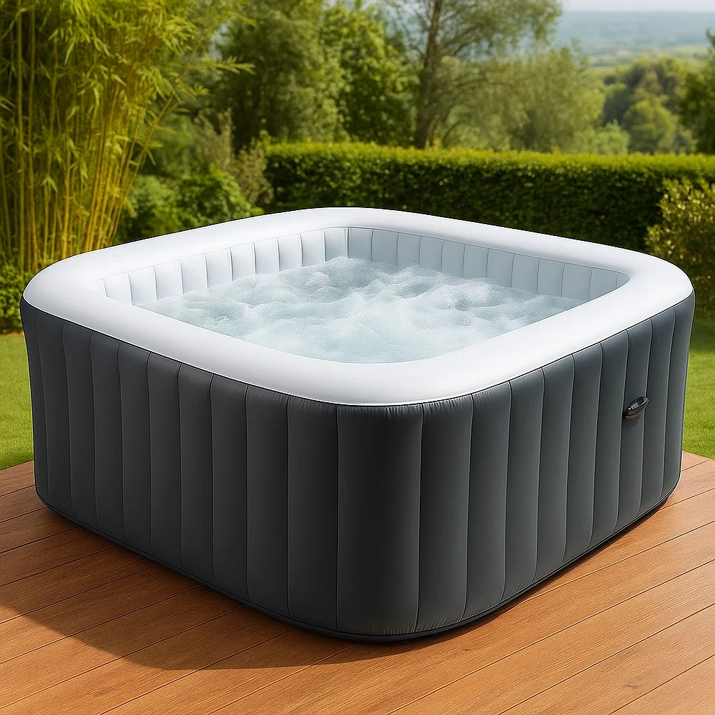 Spa gonflable 180x180x71 cm 4 places carré gris/blanc uOQSGTJ357wx