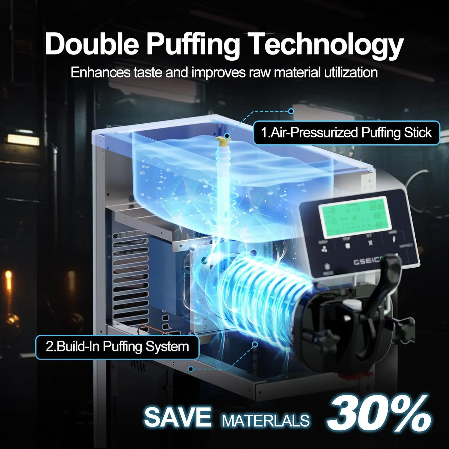 Sorbetière italienne GSEICE – Capacité de 12 L (3,2 gallons). Fonction unique. Pose libre avec fonction de pré-refroidissement – ​​Idéale pour la maison, les écoles, les magasins ou un usage commercial.