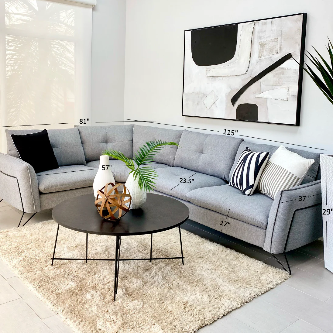 Cami grå hjørnesofa venstre side