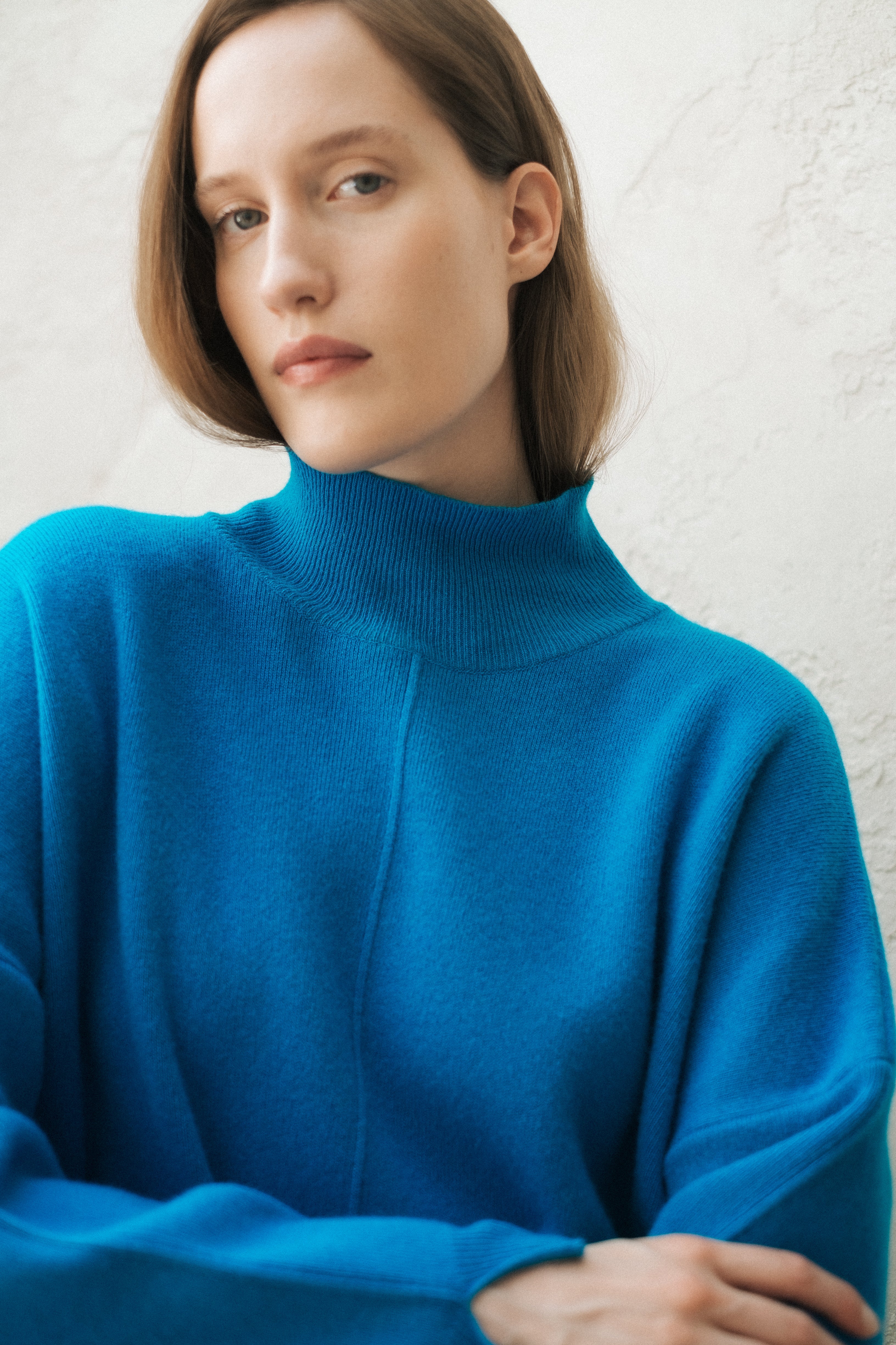 Wool & Cashmere Mix Solid Maxi Turtleneck Sweater