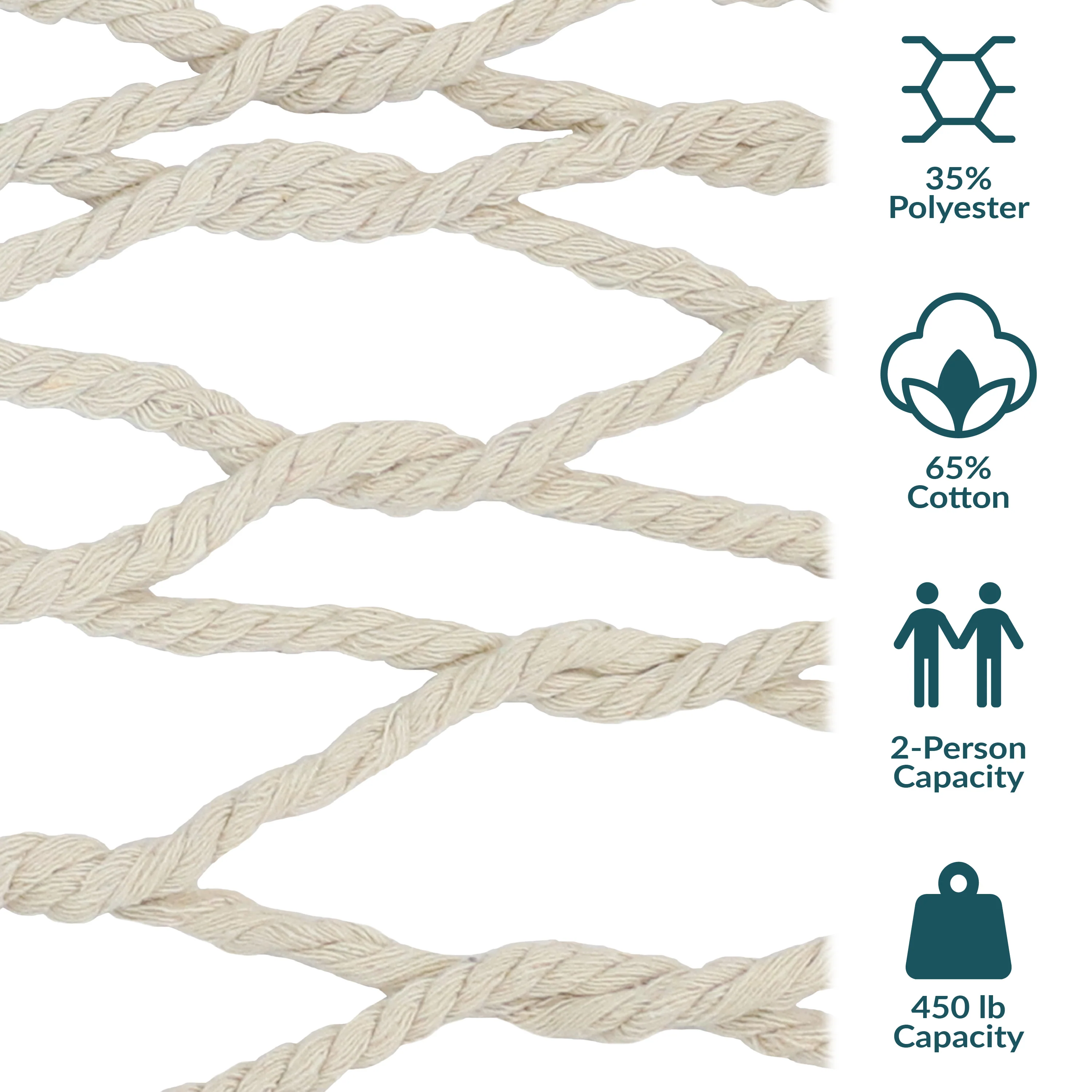 2025 Sunnydaze rebhængekøje med udtrækkelig stang til 2 personer