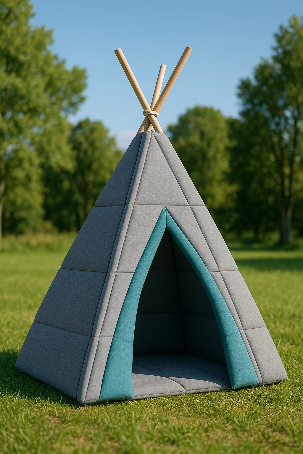 Tente pour enfants, tissu gris avec détails bleus, pour usage intérieur, 100 x 100 x 120 cm sGykKcz148Wb