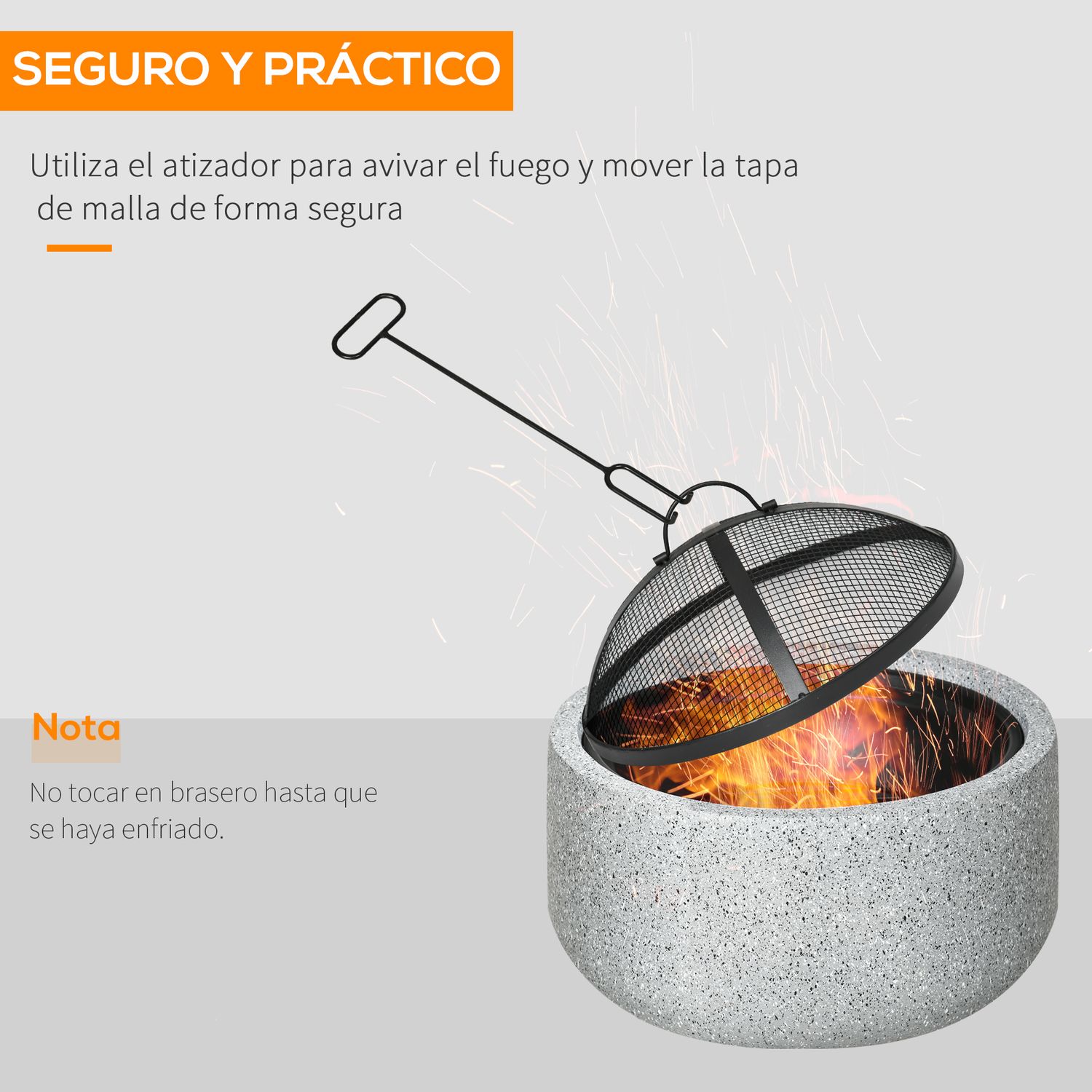 Udvendig metalbålfad Ø45x34 cm - outsunny. Grå