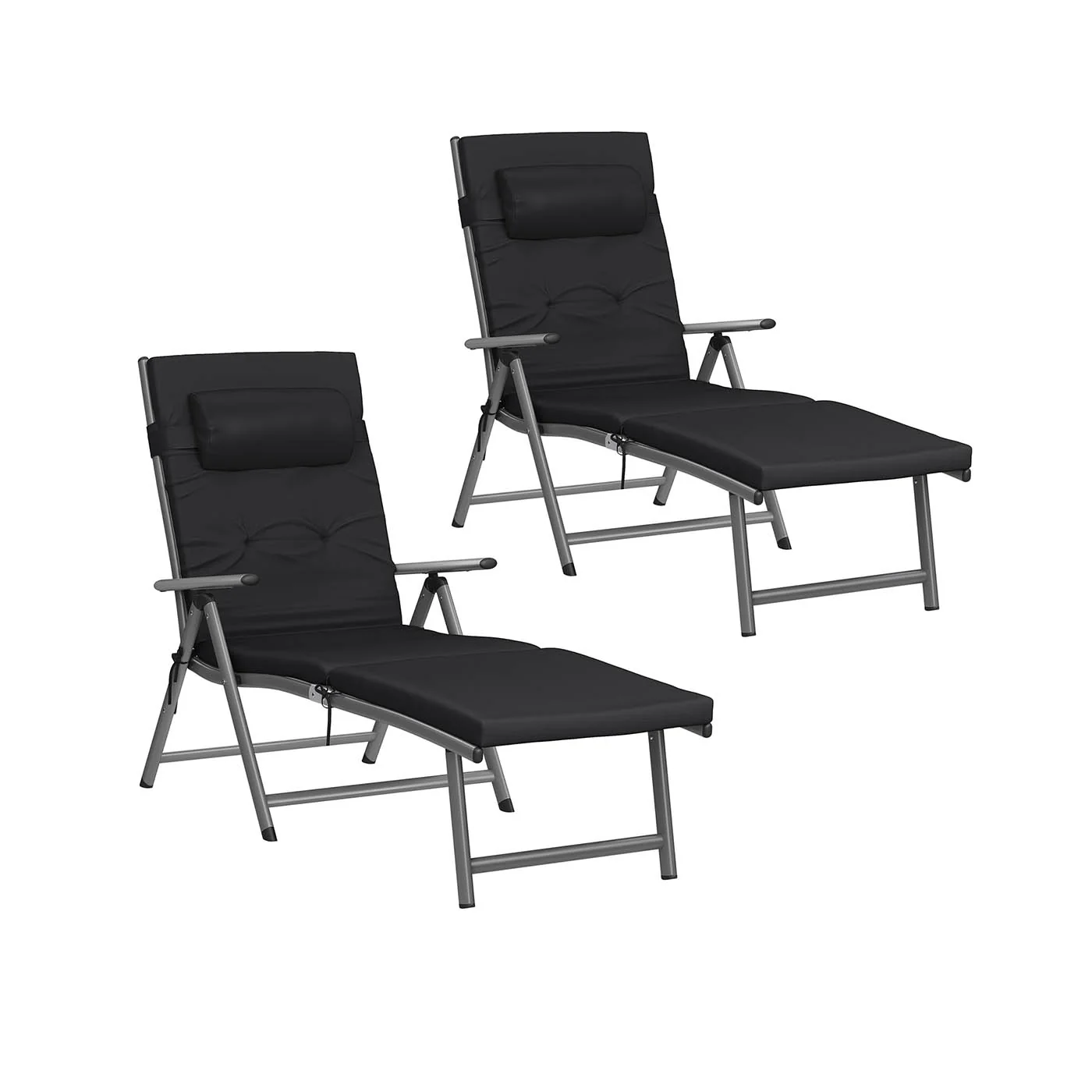 Sammenklappelig liggestol, rustfrit stål aluminium