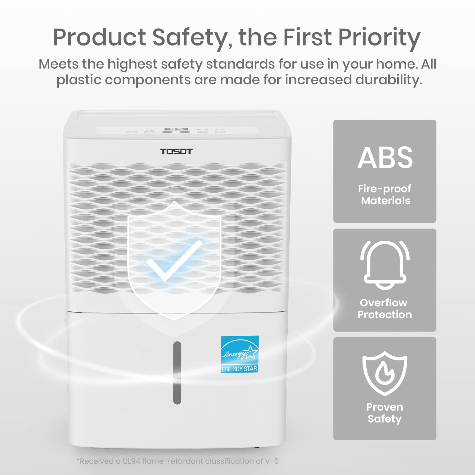 Déshumidificateur TOSOT 20 pintes pour 1 500 pi² certifié Energy Star – Pour la maison, le sous-sol, la chambre ou la salle de bain – Super silencieux (auparavant 30 pintes)