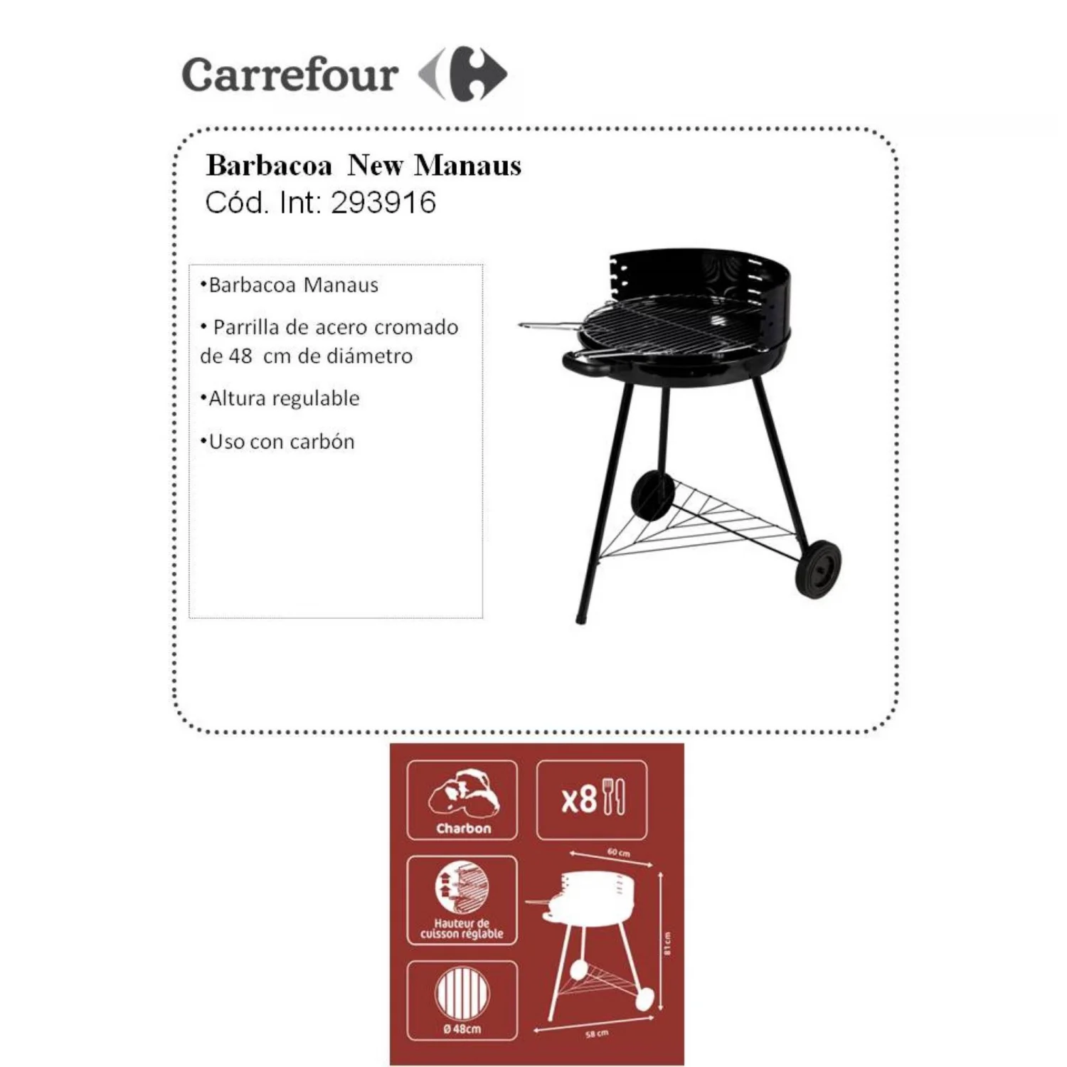 Neuer Manaus 48 cm Holzkohlegrill