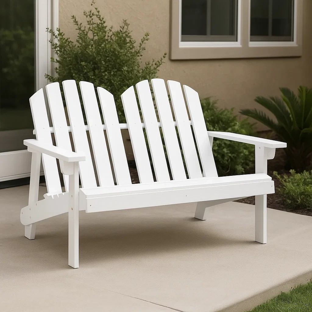 Chaise Adirondack, blanche, en bois, pour jardin, 129 x 51 x 56 cm