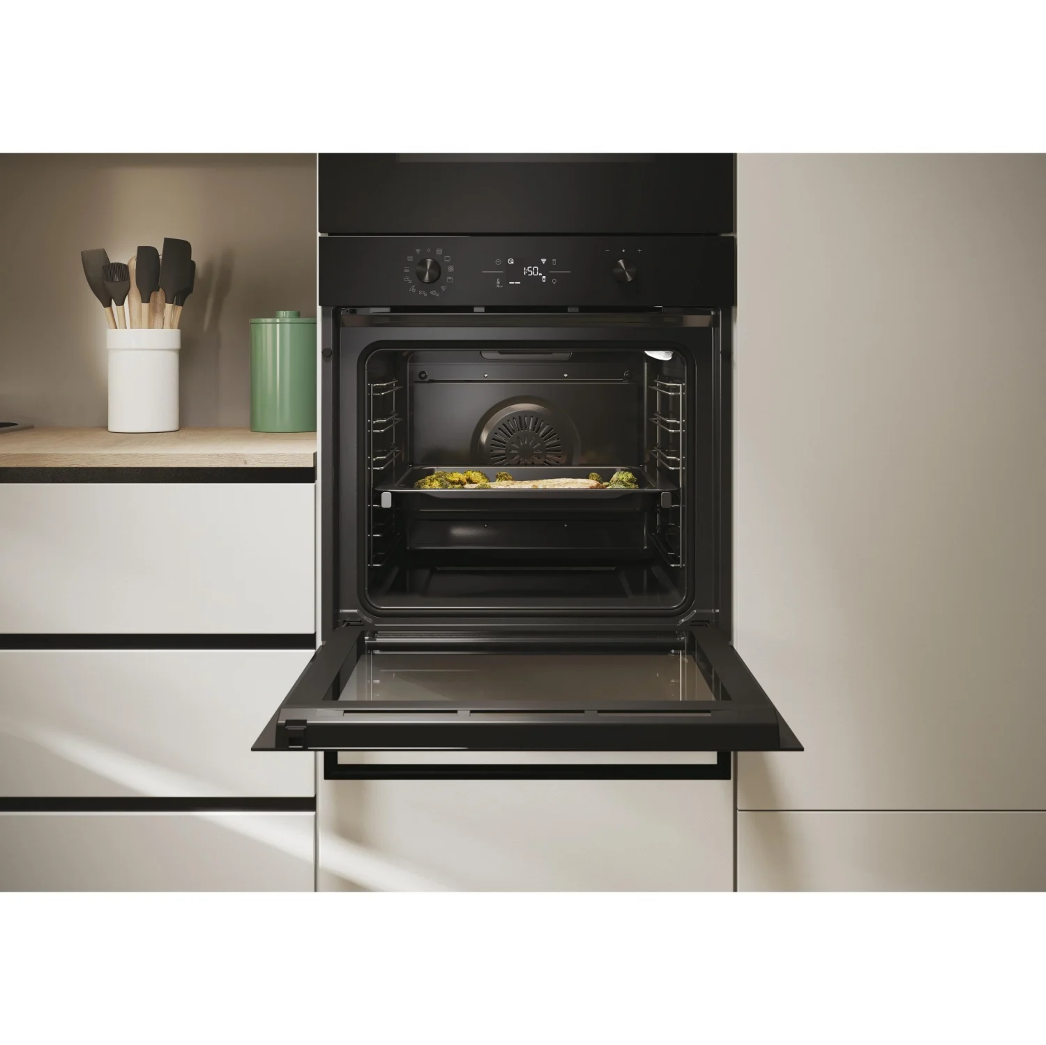 Candy CA6 NP5B3EHTB Multifunktionsbackofen, 3,3 kW, 78 l, Klapptür, 12 Kochfunktionen, WLAN, Energieeffizienzklasse A++ – Schwarz