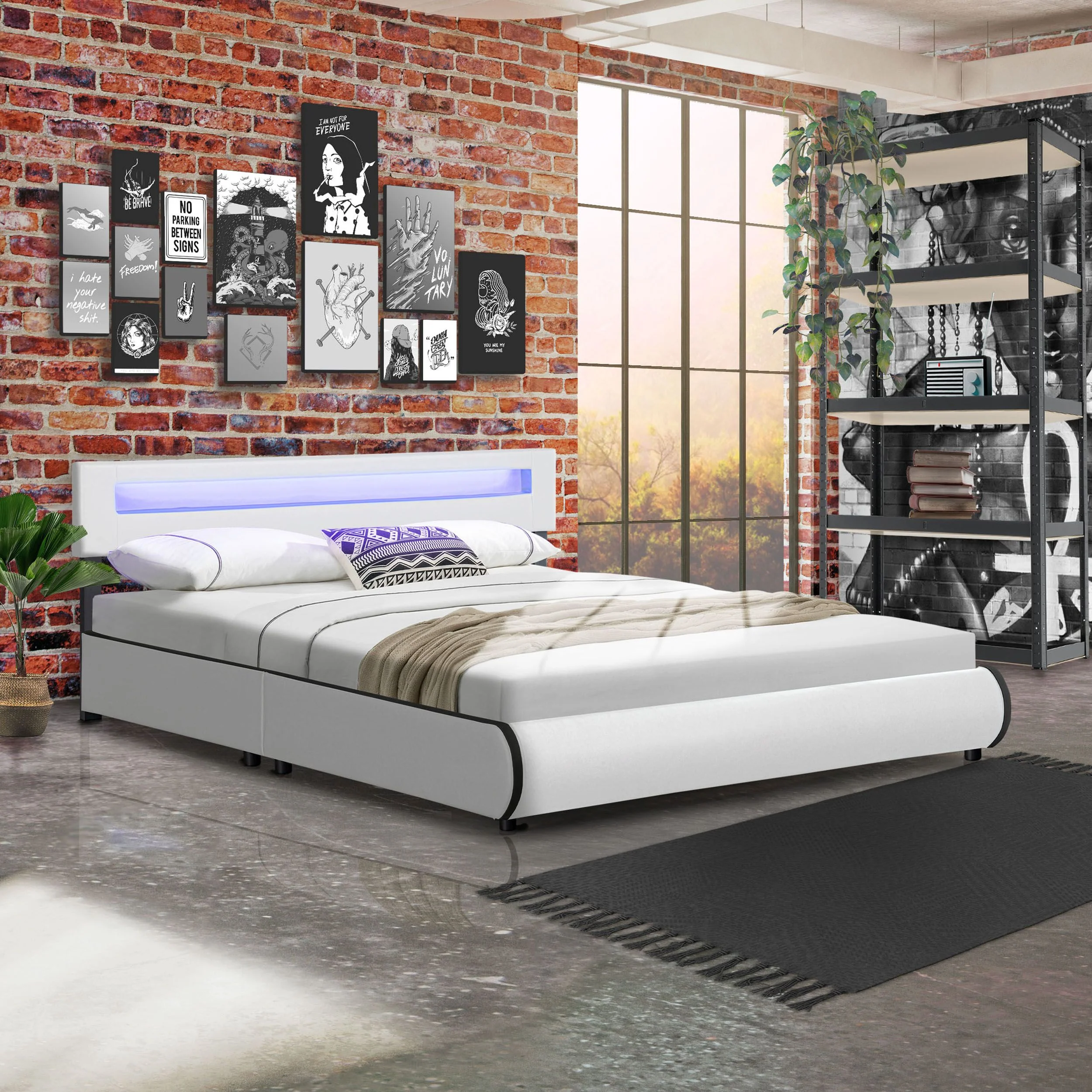 Lit capitonné Séville 2025, 140 x 200 cm, blanc