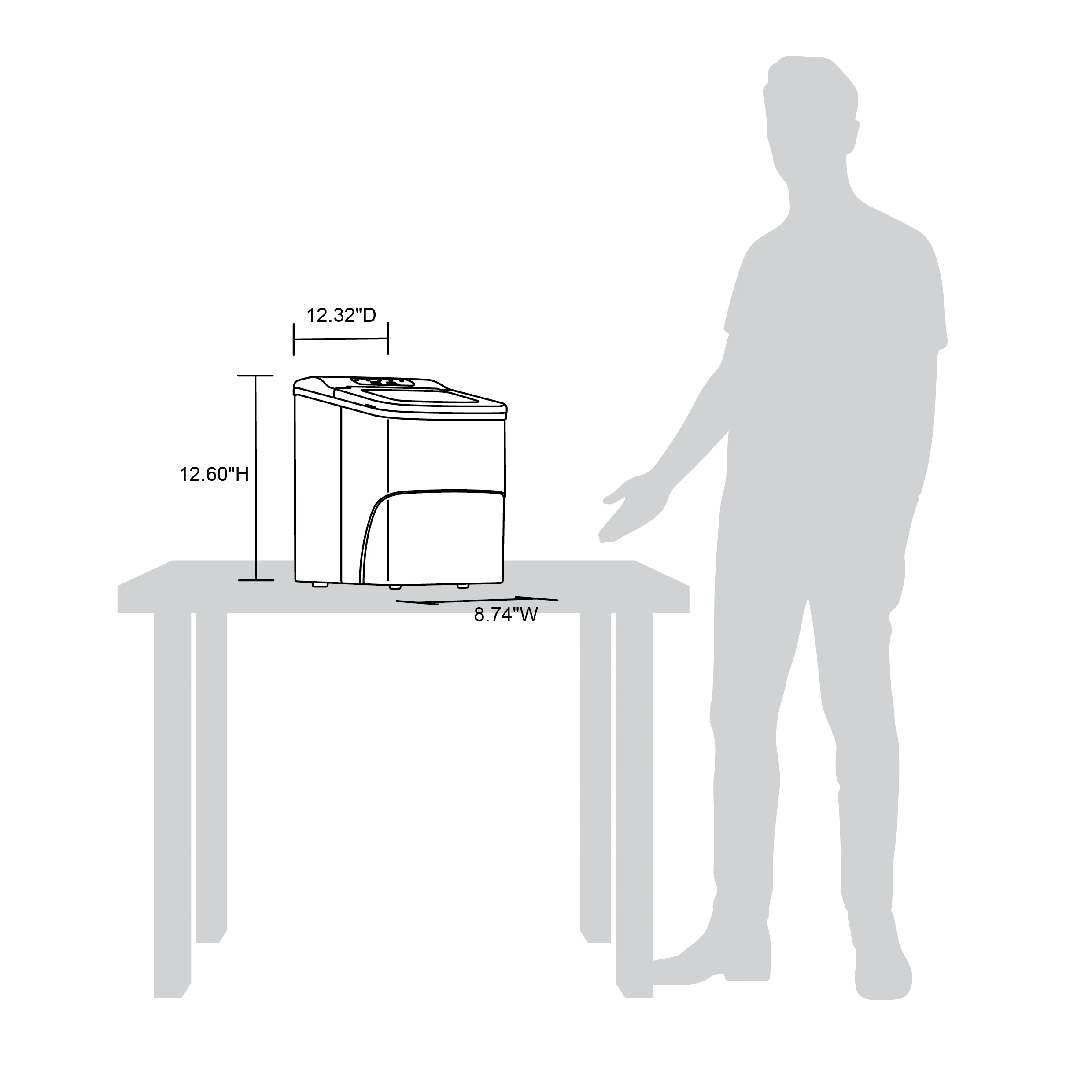 Newair® Tisch-Eiswürfelbereiter 2025 – Kugelförmige Eiswürfel. 12 kg/Tag – Mattschwarz