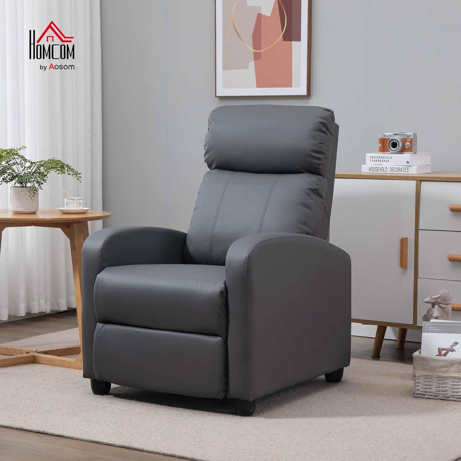 HOMCOM Massagestol, Hvilestol med Fjernbetjening, 2 Massagezoner, 8 Programmer, 5 Intensitetsniveauer, 1 Sidelomme og Timer, PU Betræk, 68x88x98 cm, Creme