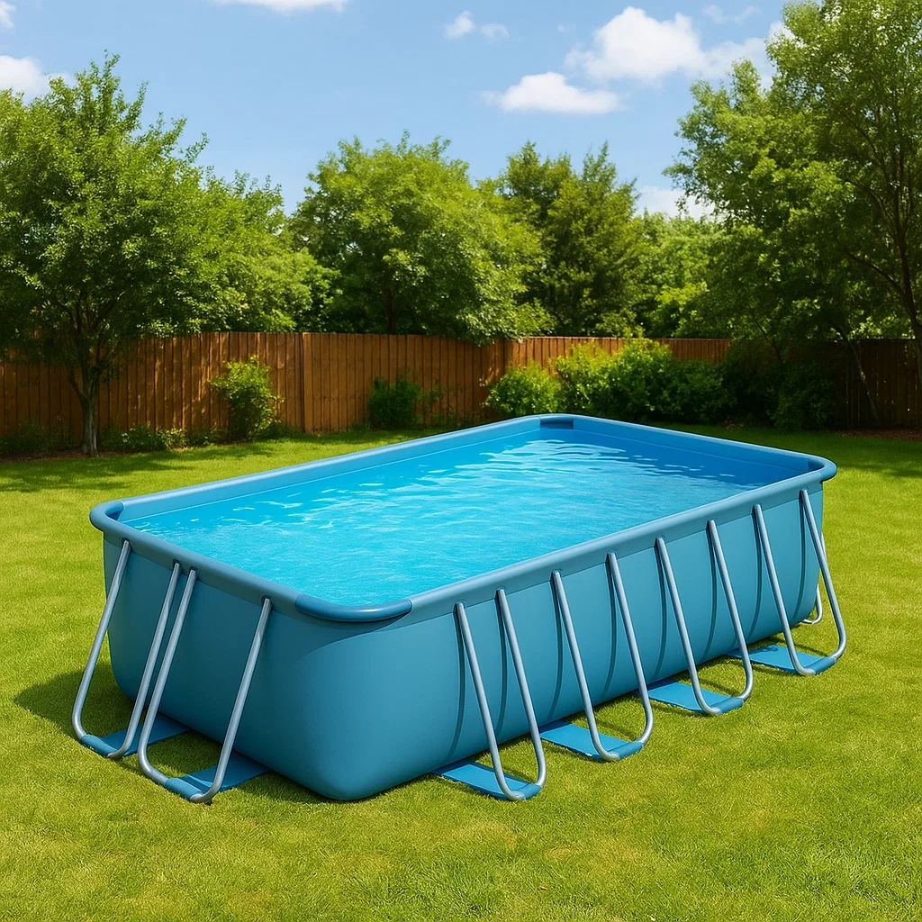 Piscine tubulaire rectangulaire en PVC avec structure en acier, bleue, autoportante, 400 x 200 x 122 cm - OEwfwBikiRSw