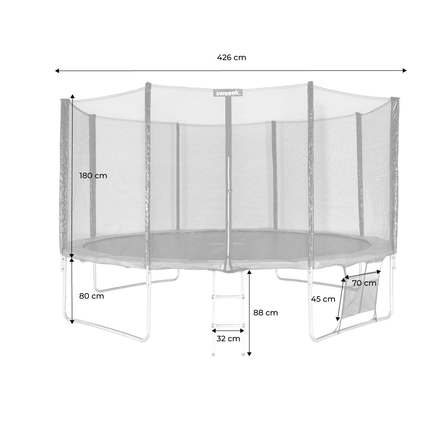 Trampolin mit Zubehörset, 430 cm, Grau