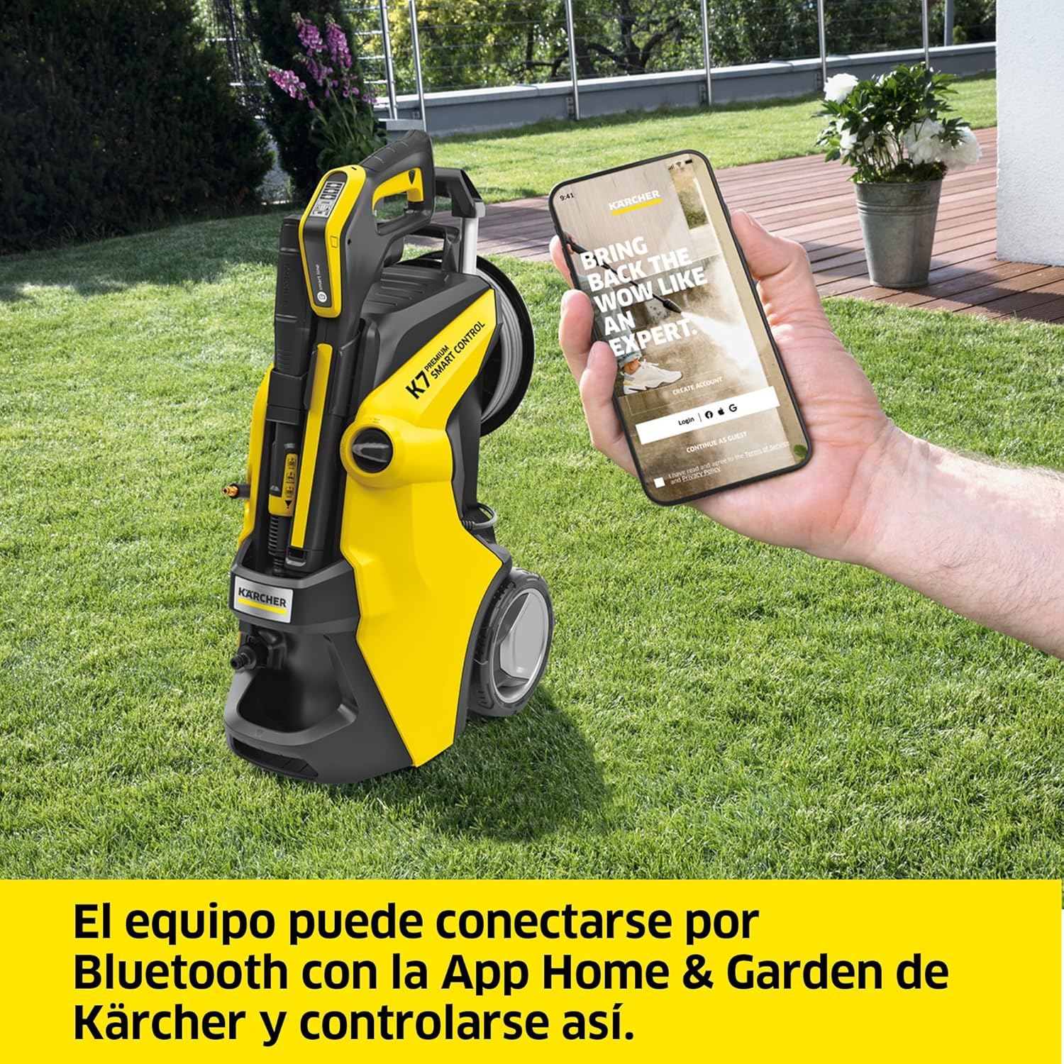 Nettoyeur haute pression Kärcher K 7 Premium Smart Control Flex Home, Pression : 180 bar, Débit : 600 l/h, Rendement : 60 m²/h, Filtre à eau, Poids : 18 kg, Tuyau flexible, Lance multijets