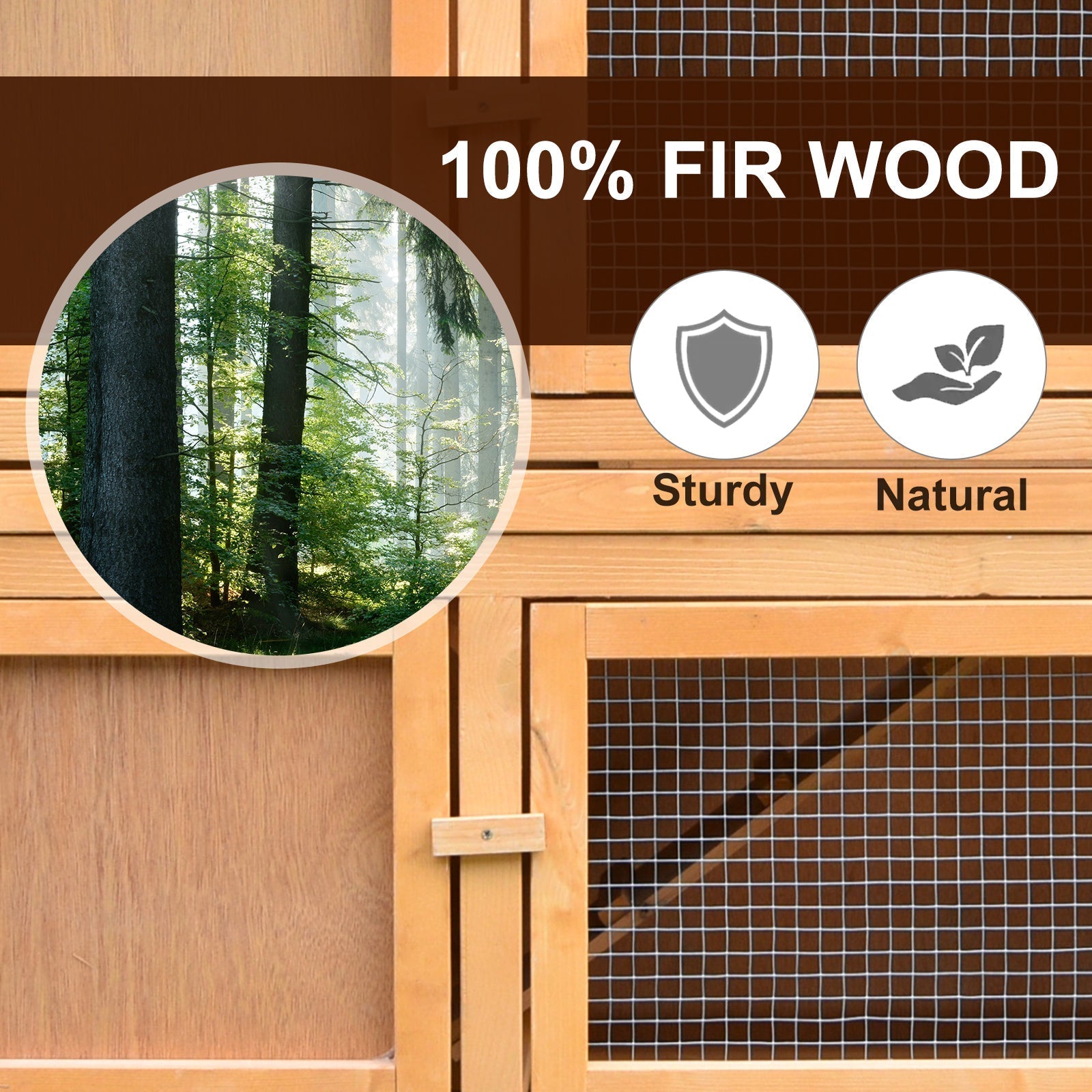 Cage à lapins PawHut en bois massif avec deux grands compartiments. Jaune