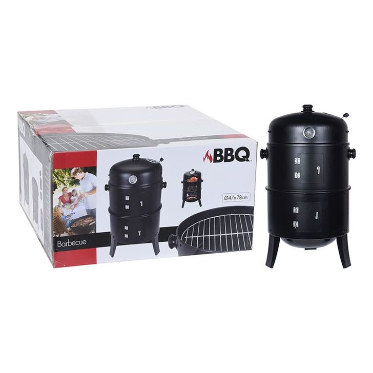 Nr. 73866 #19 Fassgrill zum Räuchern von schwarzem Holz 8719202892659