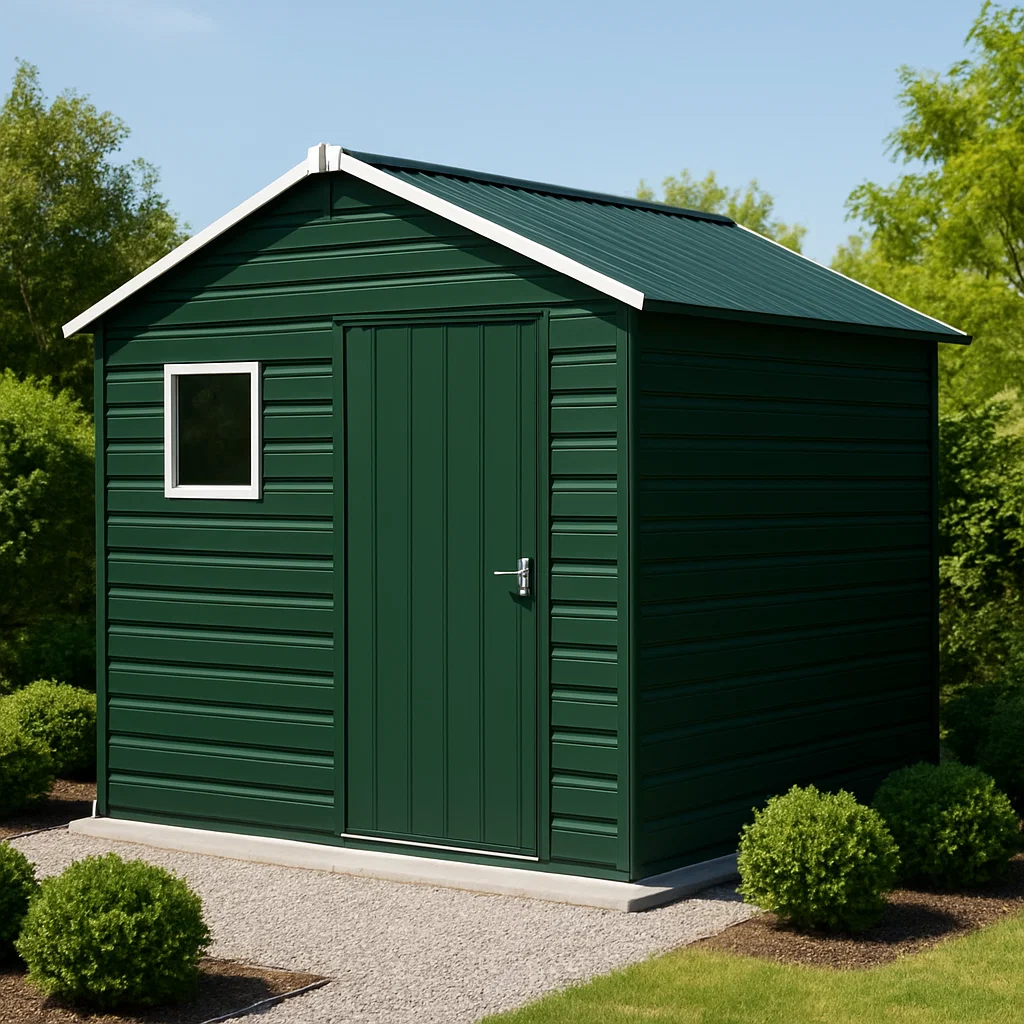 Abri de jardin vert avec bordures métalliques blanches, 213 x 167 x 195 cm sRxpbXB181YE