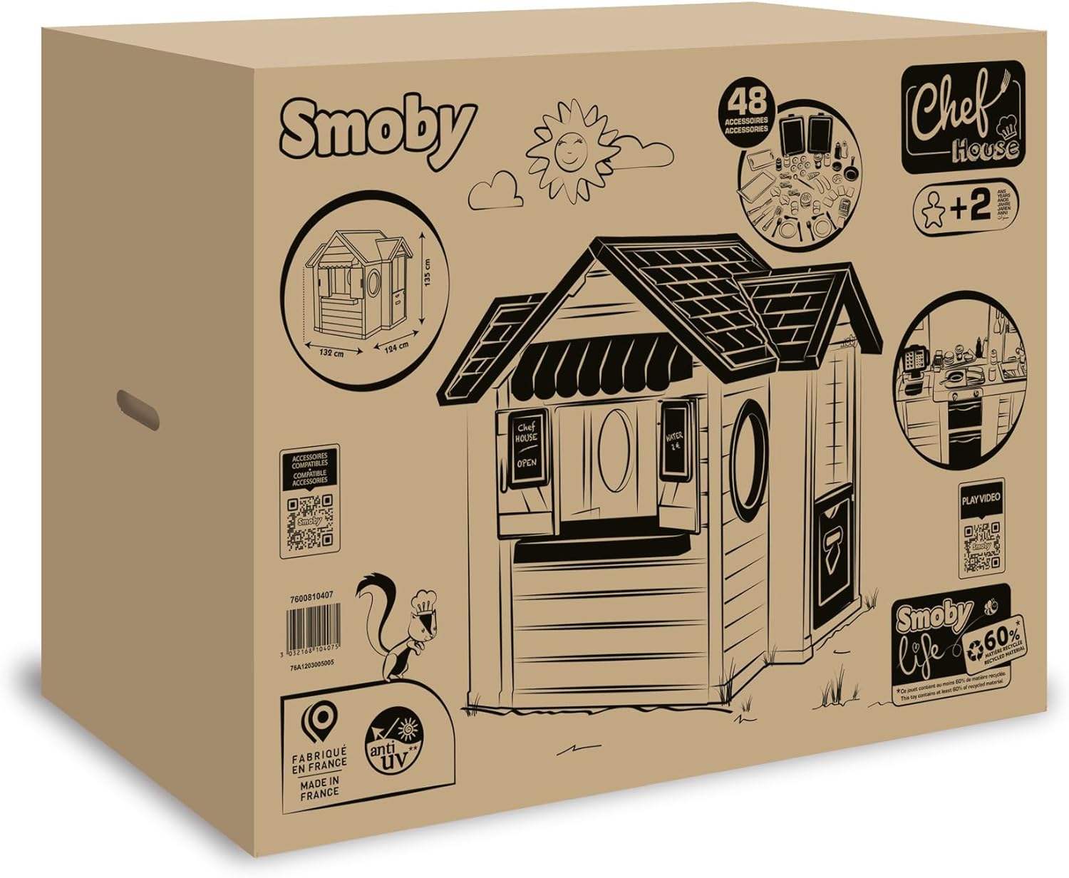 Smoby Life Gartenhaus – Kinder-Spielhaus zum Gärtnern – Inklusive Pflanzgefäß, Vogelfutterhaus, Werkzeug und Zubehör – UV-Schutz – Recyceltes Material – Ab 2 Jahren (7600810408)