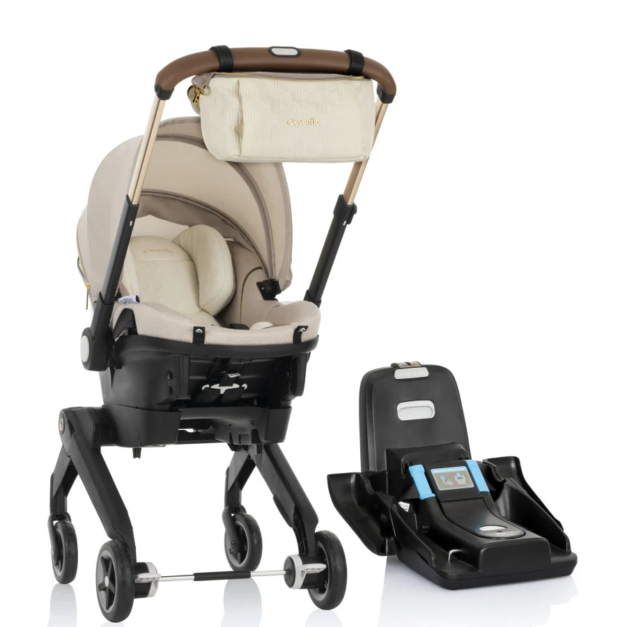 2025 Evenflo Shift DualRide Combo Sele-Lige til Baby Limited Edition med Grønt og Blødt Stoff