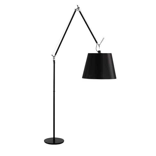 2025 Gulvlampe, Metal, Krom, Sort, Stofskærm, E27 - LGLP0023