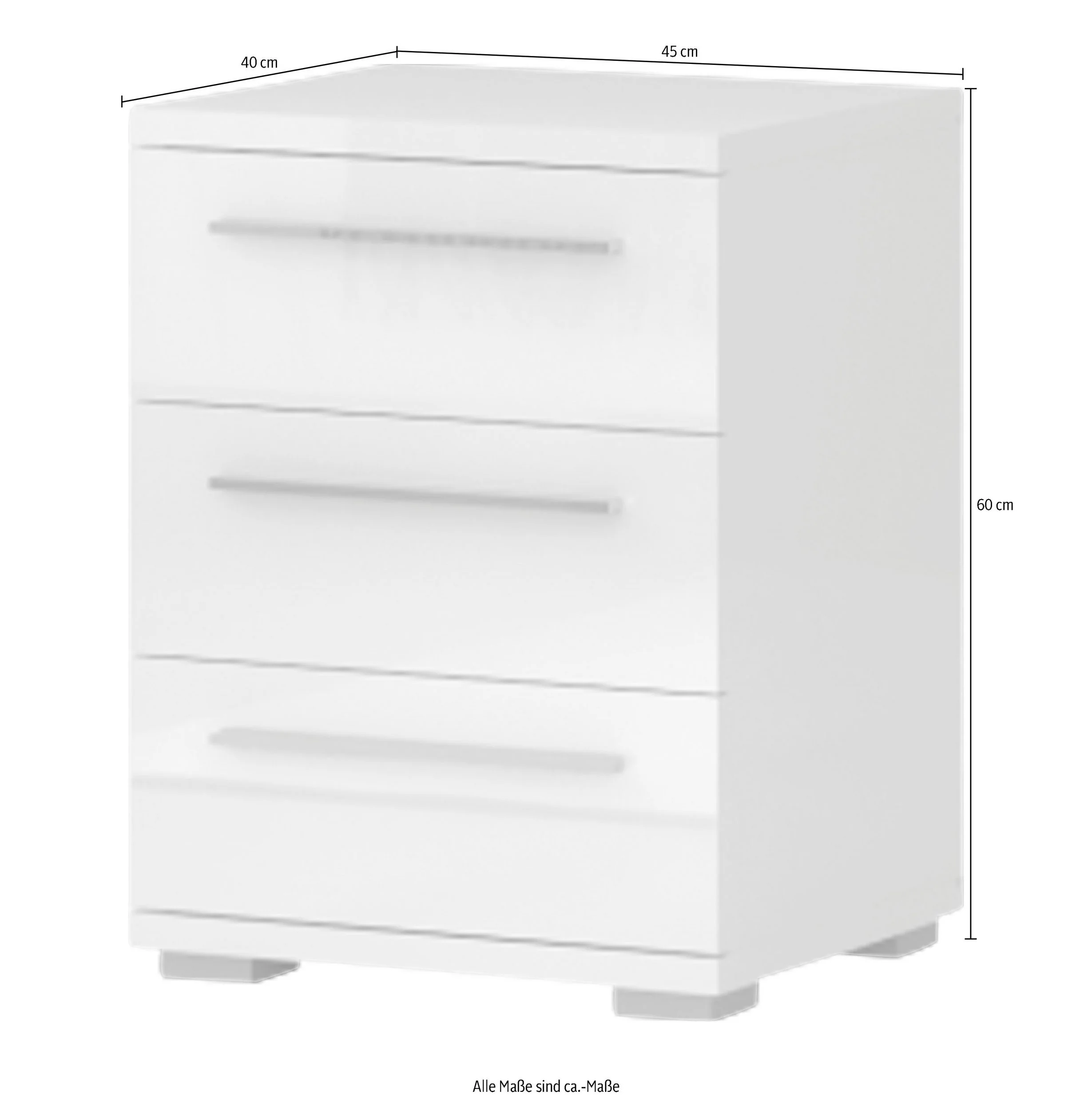 Blank beige klaver-natbord med 3 skuffer, 42 cm bredt